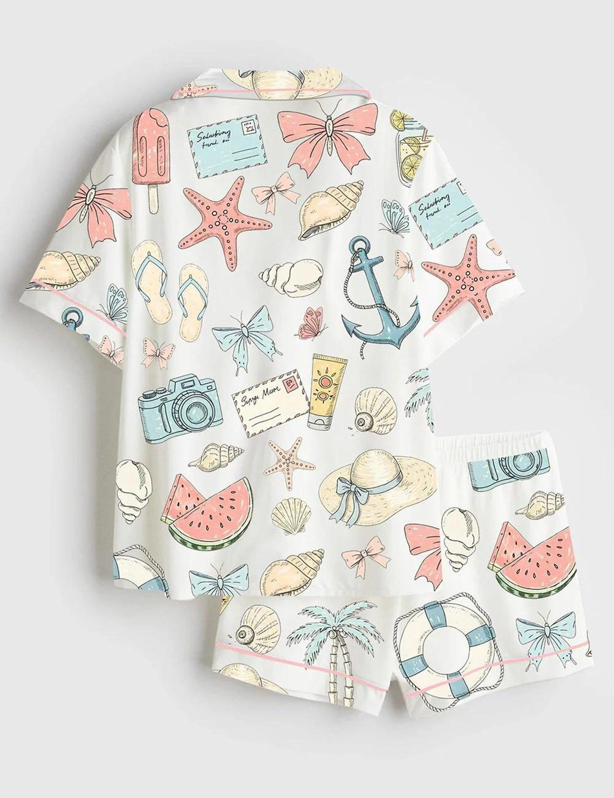 Coastal Chic Women s Pajama Set Seaside Vacation Beach Sleepwear