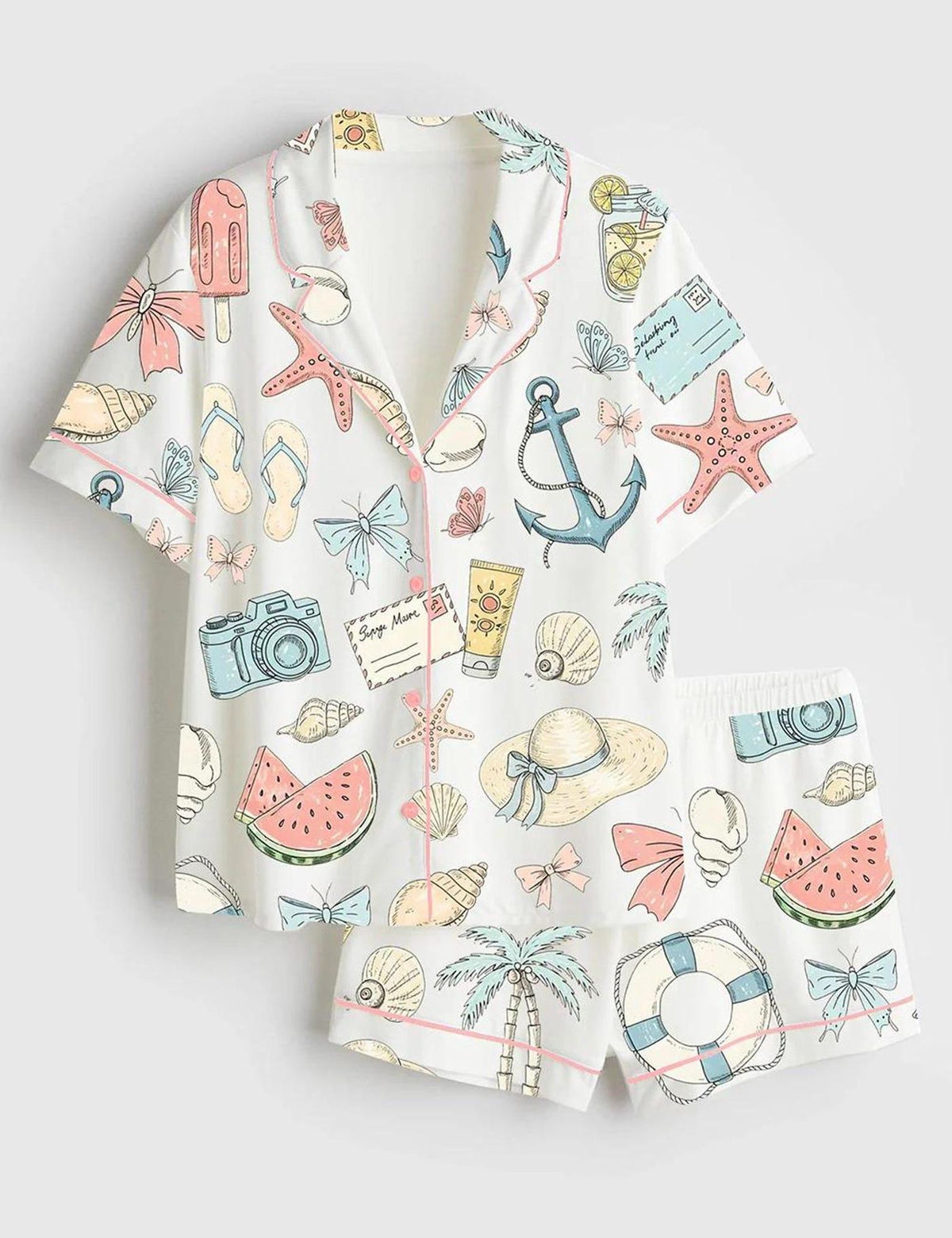 Coastal Chic Women s Pajama Set Seaside Vacation Beach Sleepwear