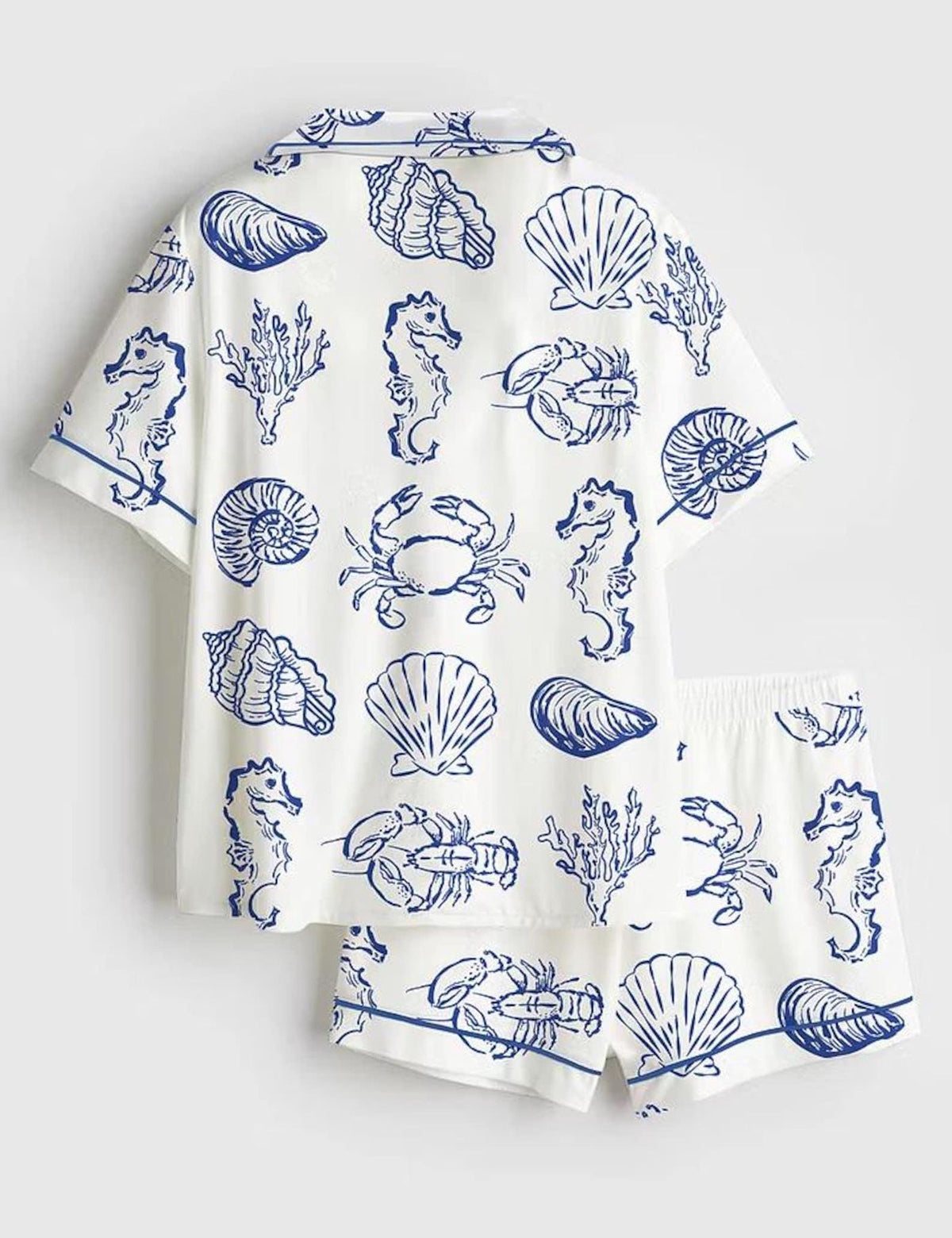Coastal Shell Seahorse Nautical Ocean Pajama Set Women