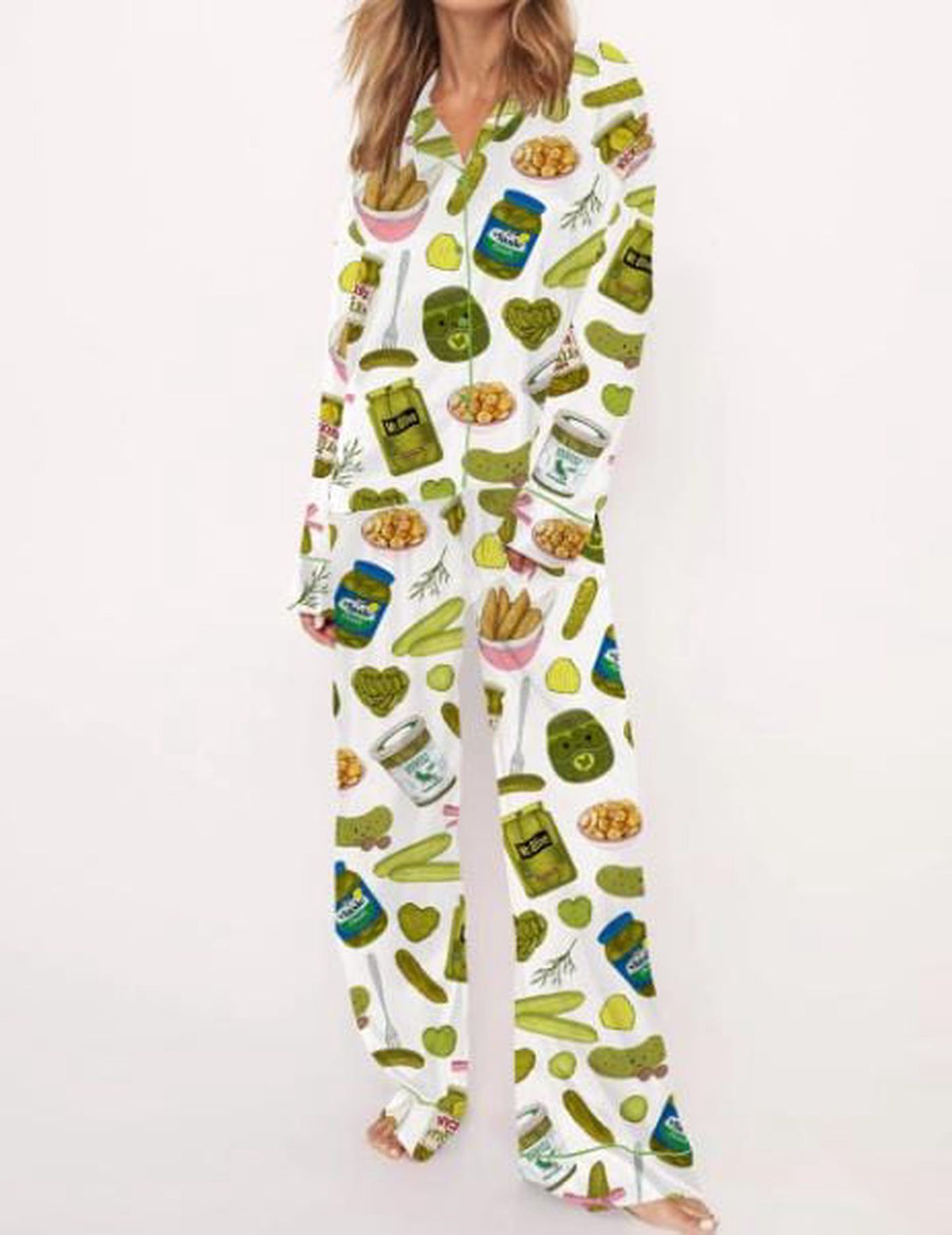 Coquette Pickle Satin Pajama Set - Pickle Lover Sleepwear for Women