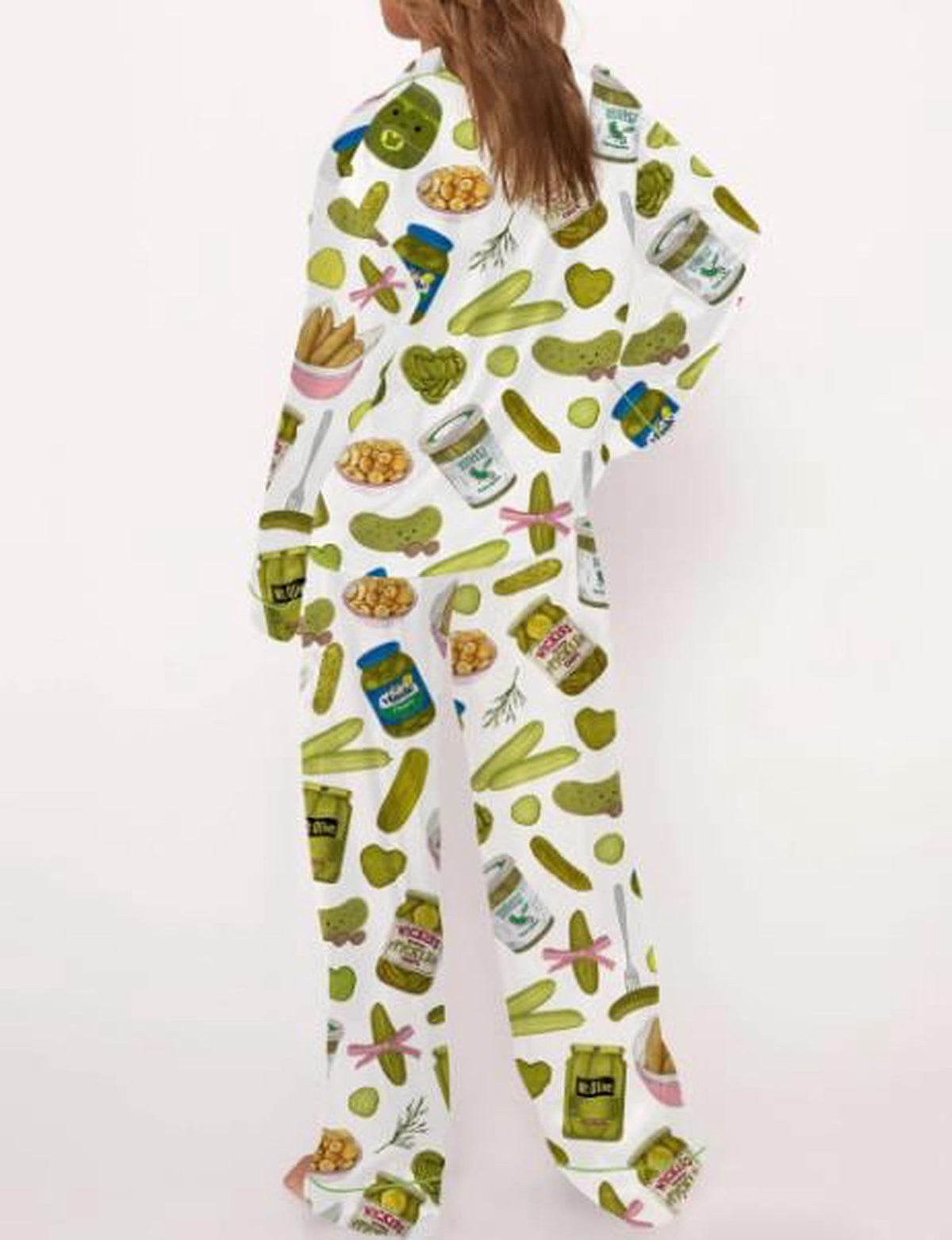 Coquette Pickle Satin Pajama Set - Pickle Lover Sleepwear for Women