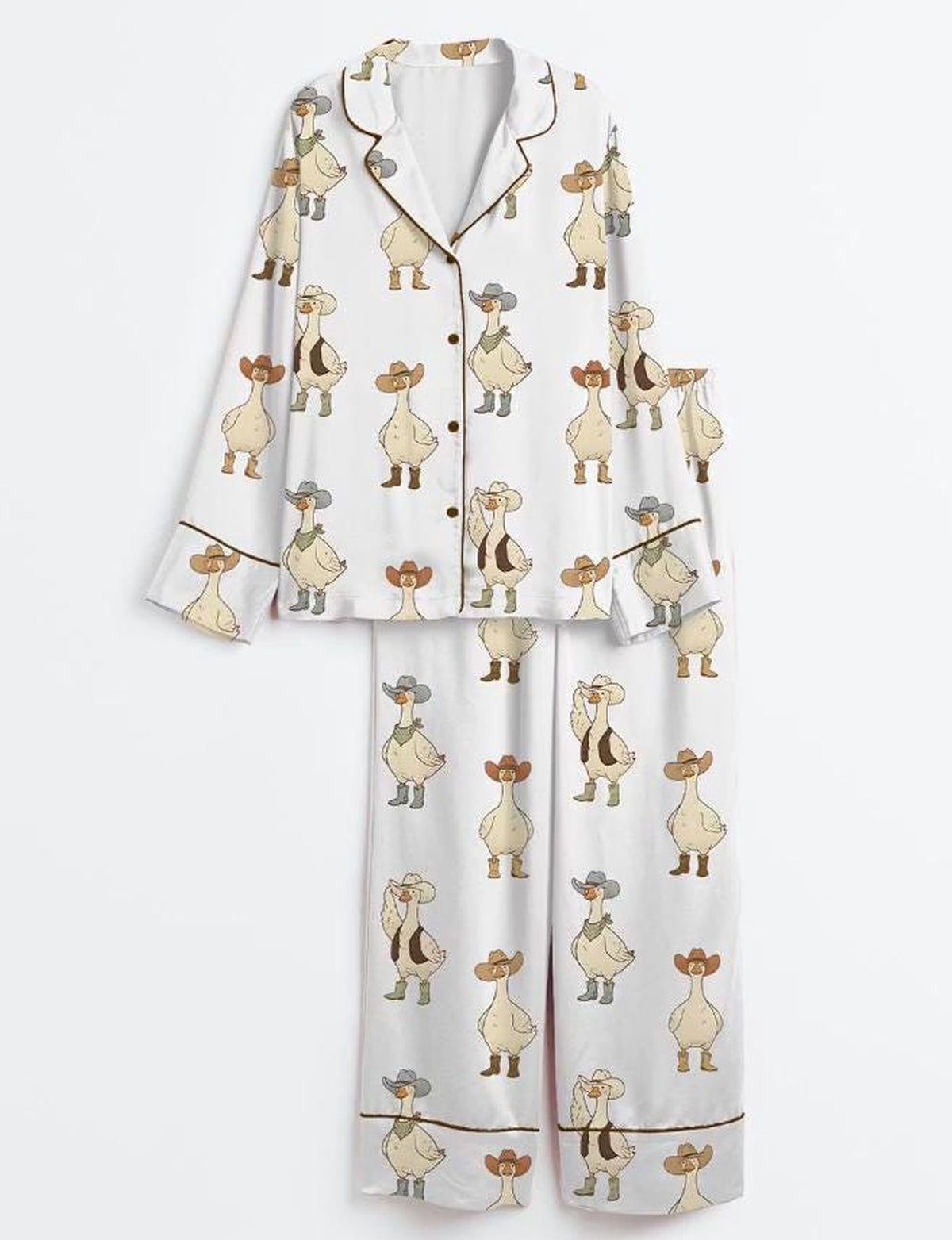 Cowboy Goose and Duck Pajamas Set for Couples - Animal Lover Birthday Gift