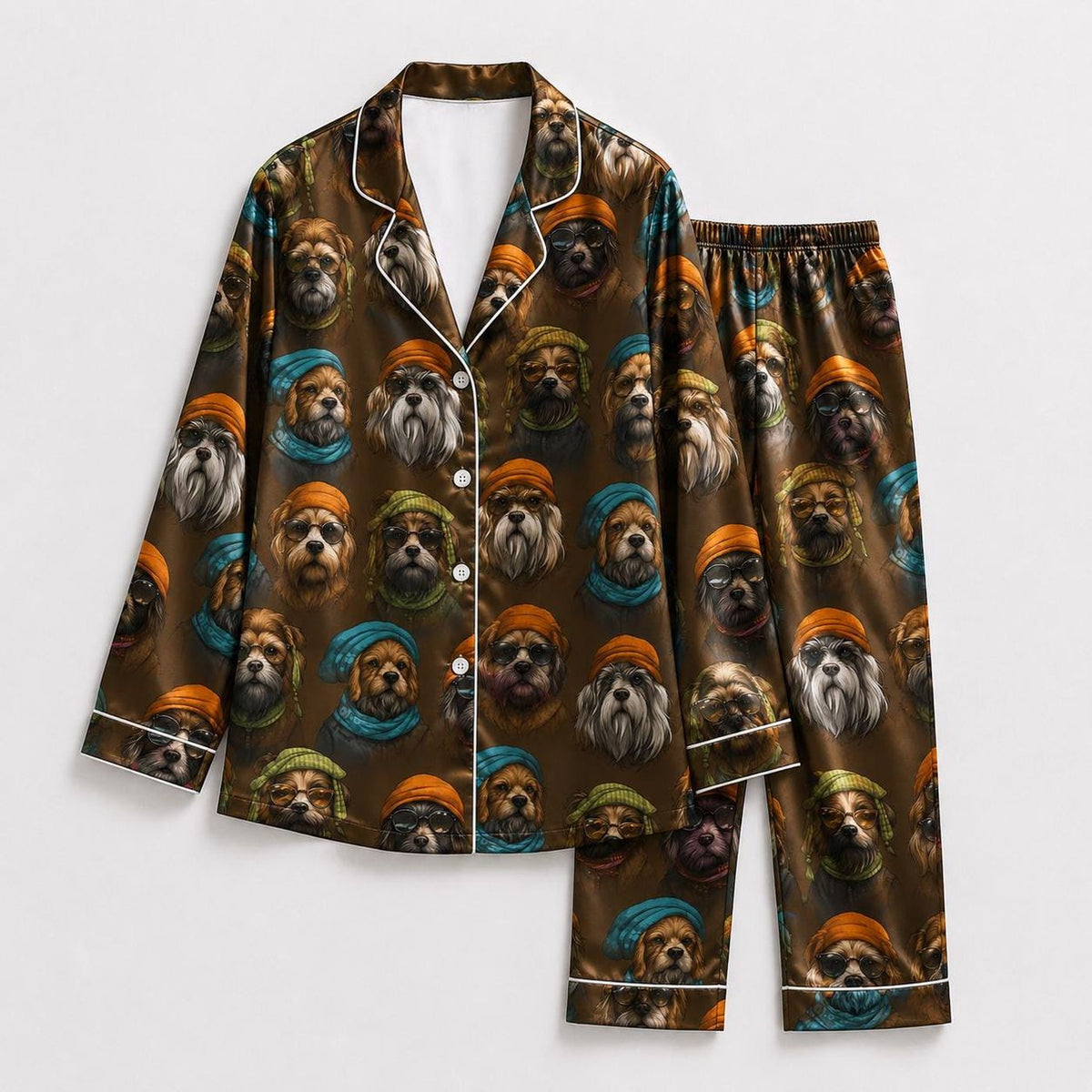 Cozy Dog Portrait Pajama Set Pet Lover Sleepwear