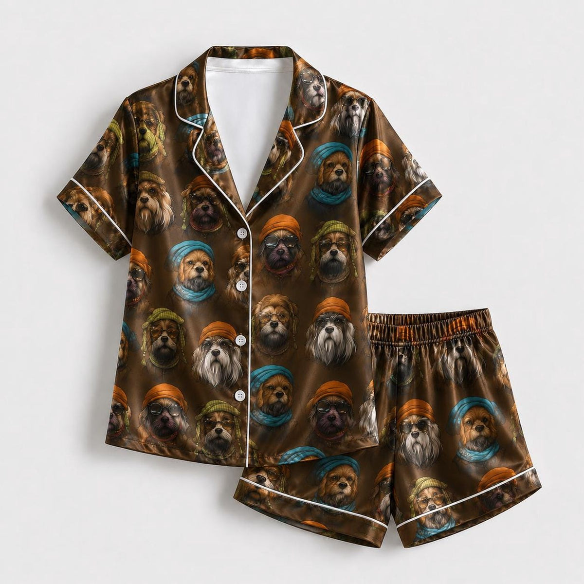 Cozy Dog Portrait Pajama Set Pet Lover Sleepwear