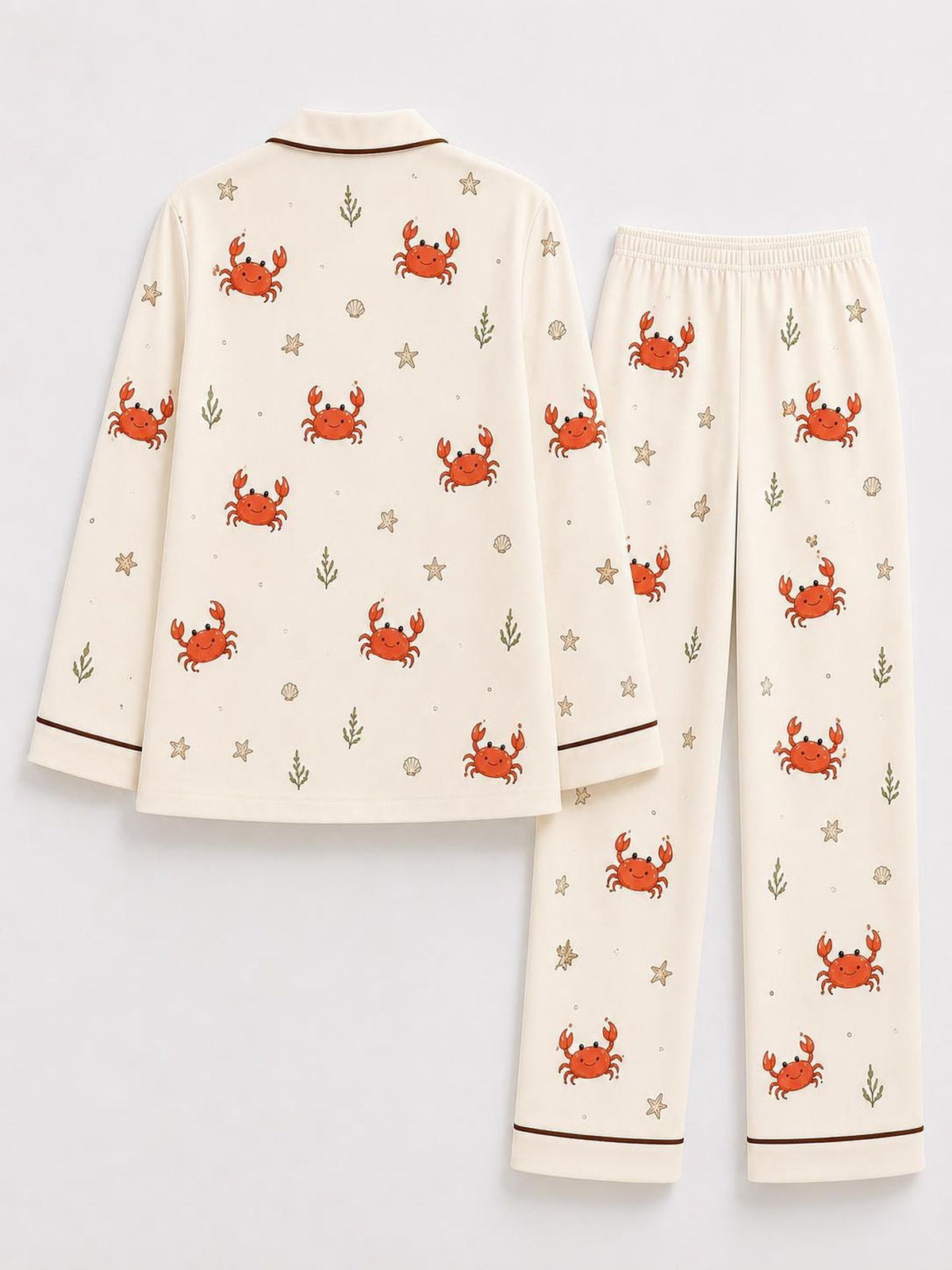 Crab Pajama Set Women Coastal Beach Sleepwear Summer Ocean Animal