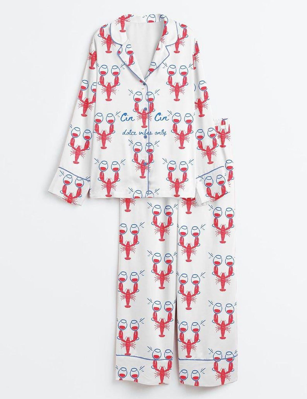 Crawfish Lover Pajamas Set Women Cajun Seafood Print Summer PJs