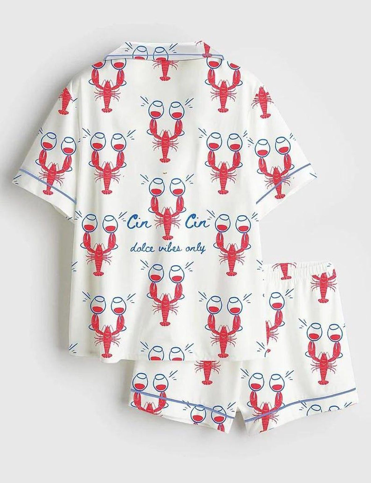 Crawfish Lover Pajamas Set Women Cajun Seafood Print Summer PJs