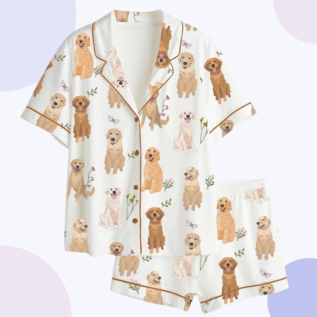 Golden Retriever Custom Pajama Set: Cozy Dog Mom Sleepwear