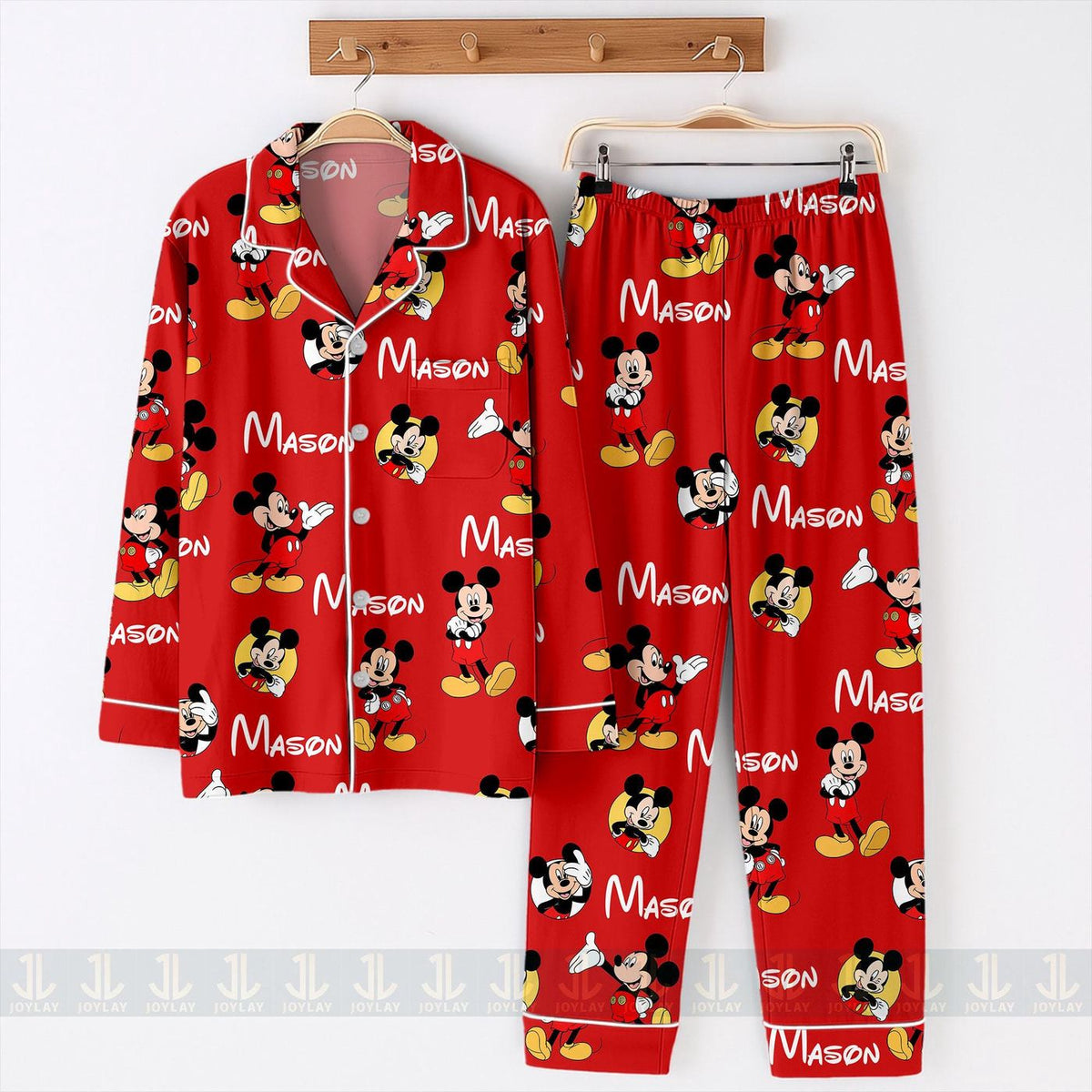 Kid Mouse Satin Pajamas Set Custom Name Matching Sleepwear