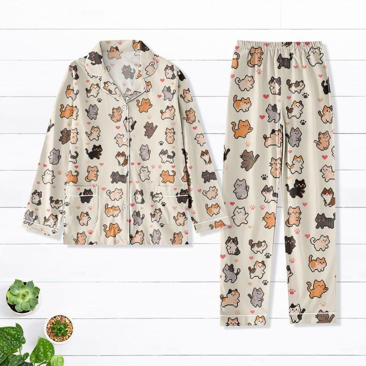 Cute Cat Women s Pajama Set Summer Gift Cat Lover