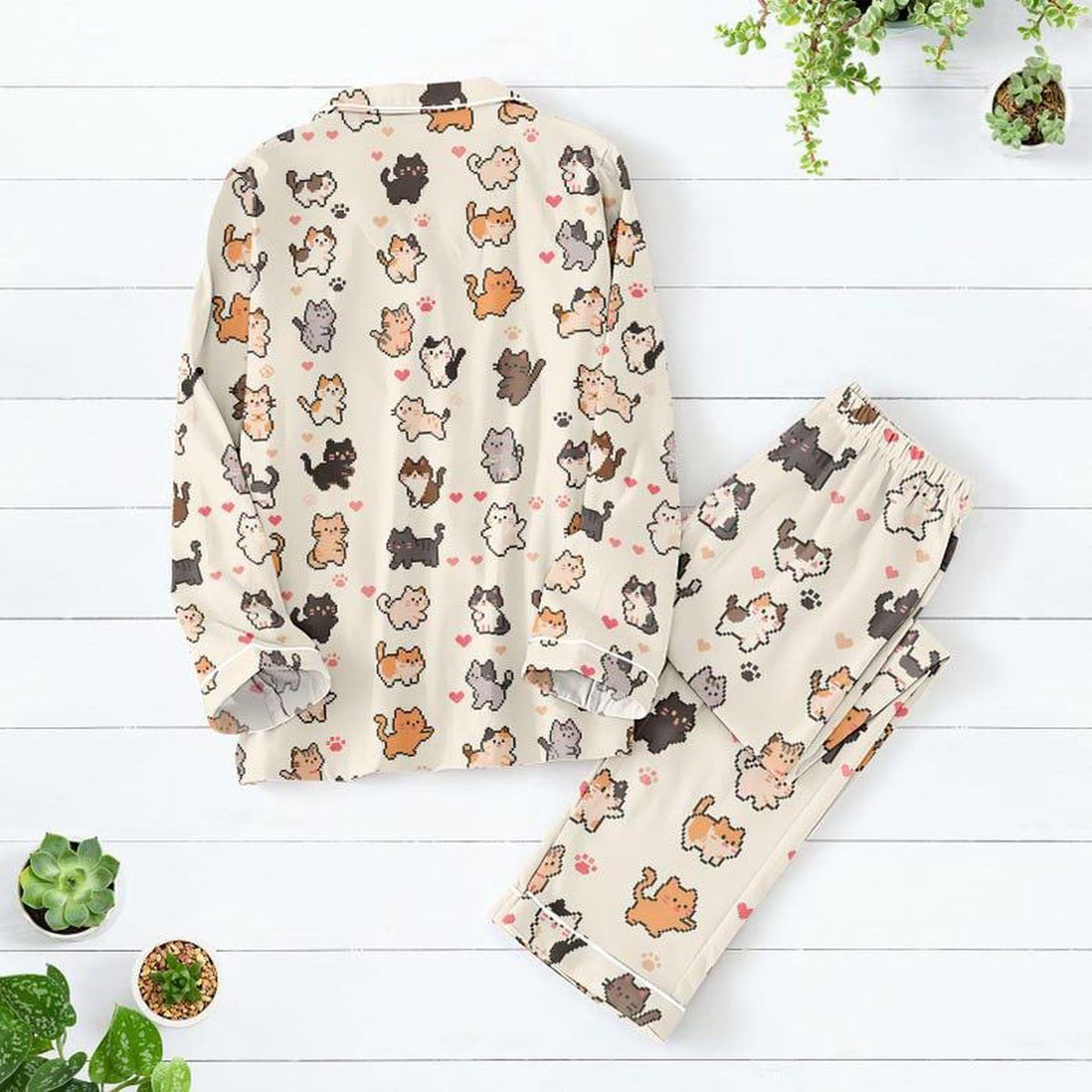 Cute Cat Women s Pajama Set Summer Gift Cat Lover