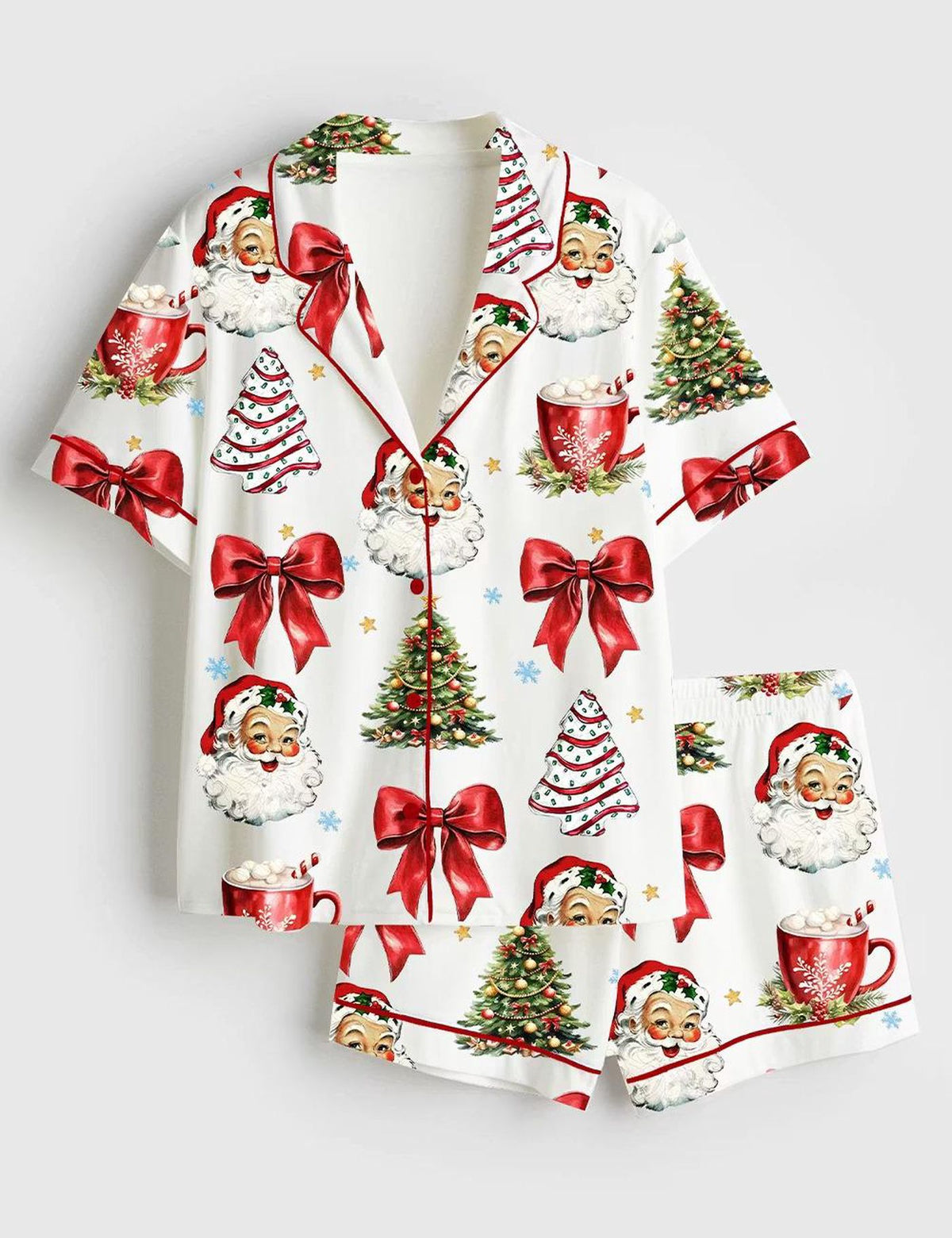 Cute Coquette Retro Christmas Satin Pajamas: Festive Holiday Loungewear Gifts