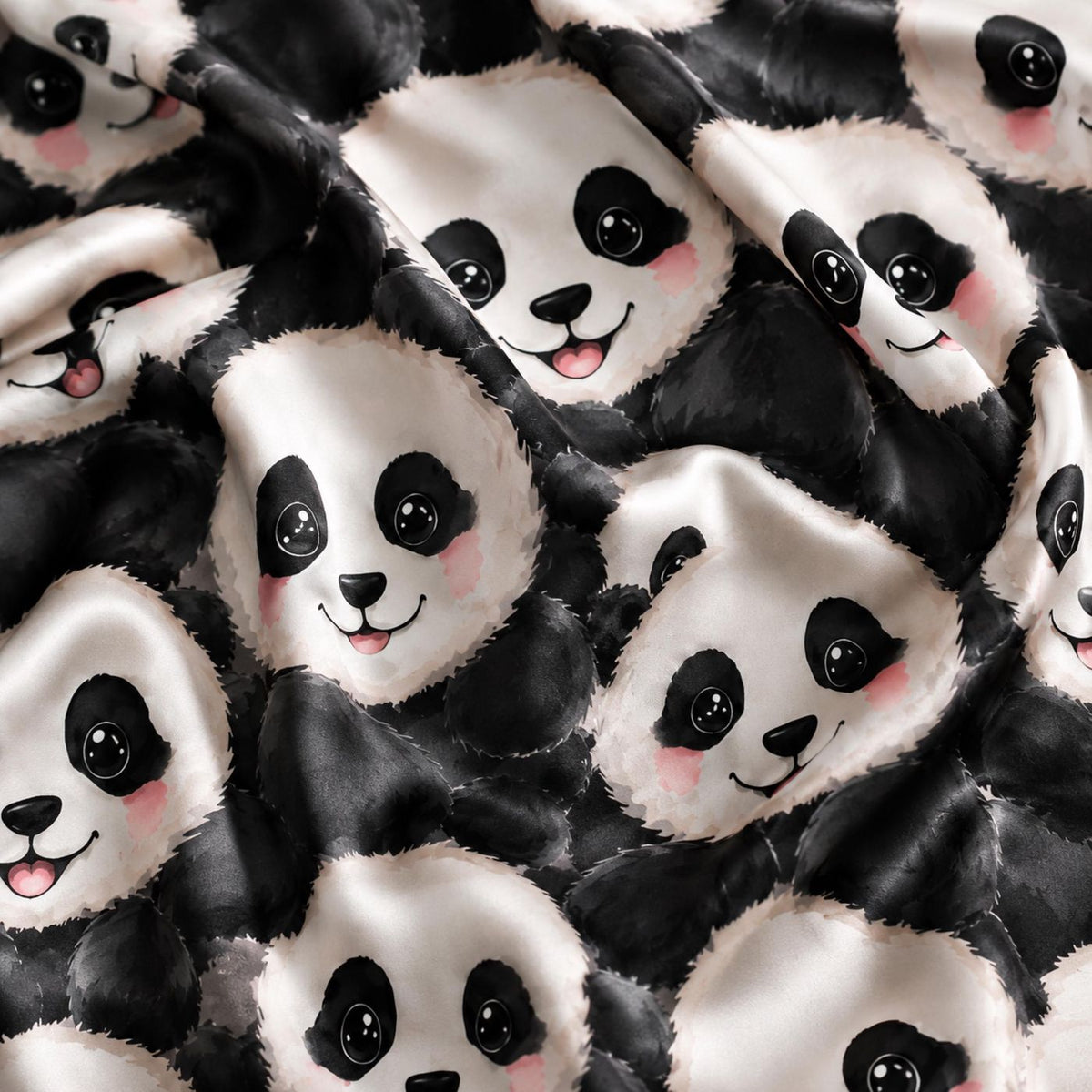 Cozy Panda Satin Pajama Set with Bear Pattern for Playful Loungewear
