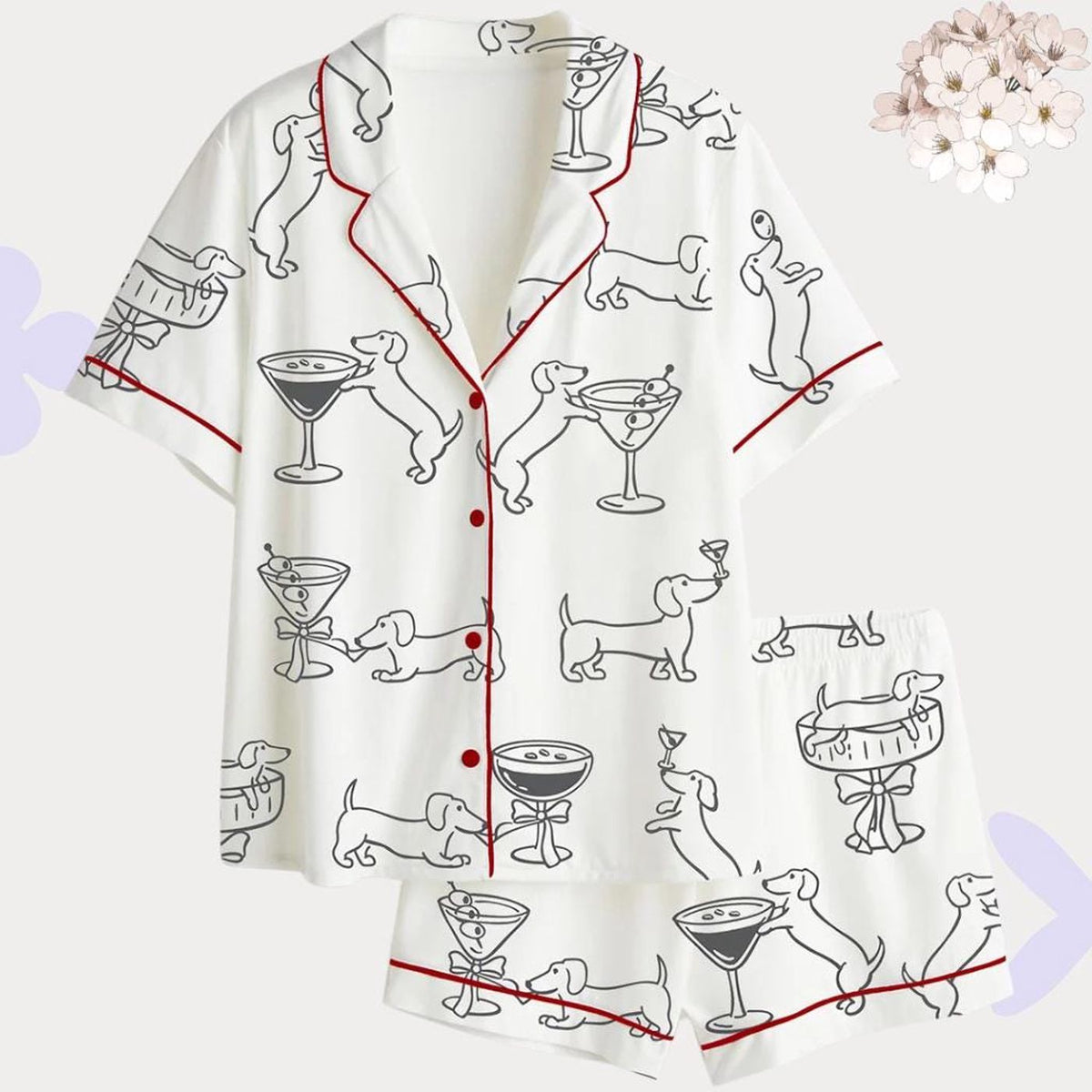 Dachshund Martini Print Pajamas: Stylish Sleepwear for Dog Lovers