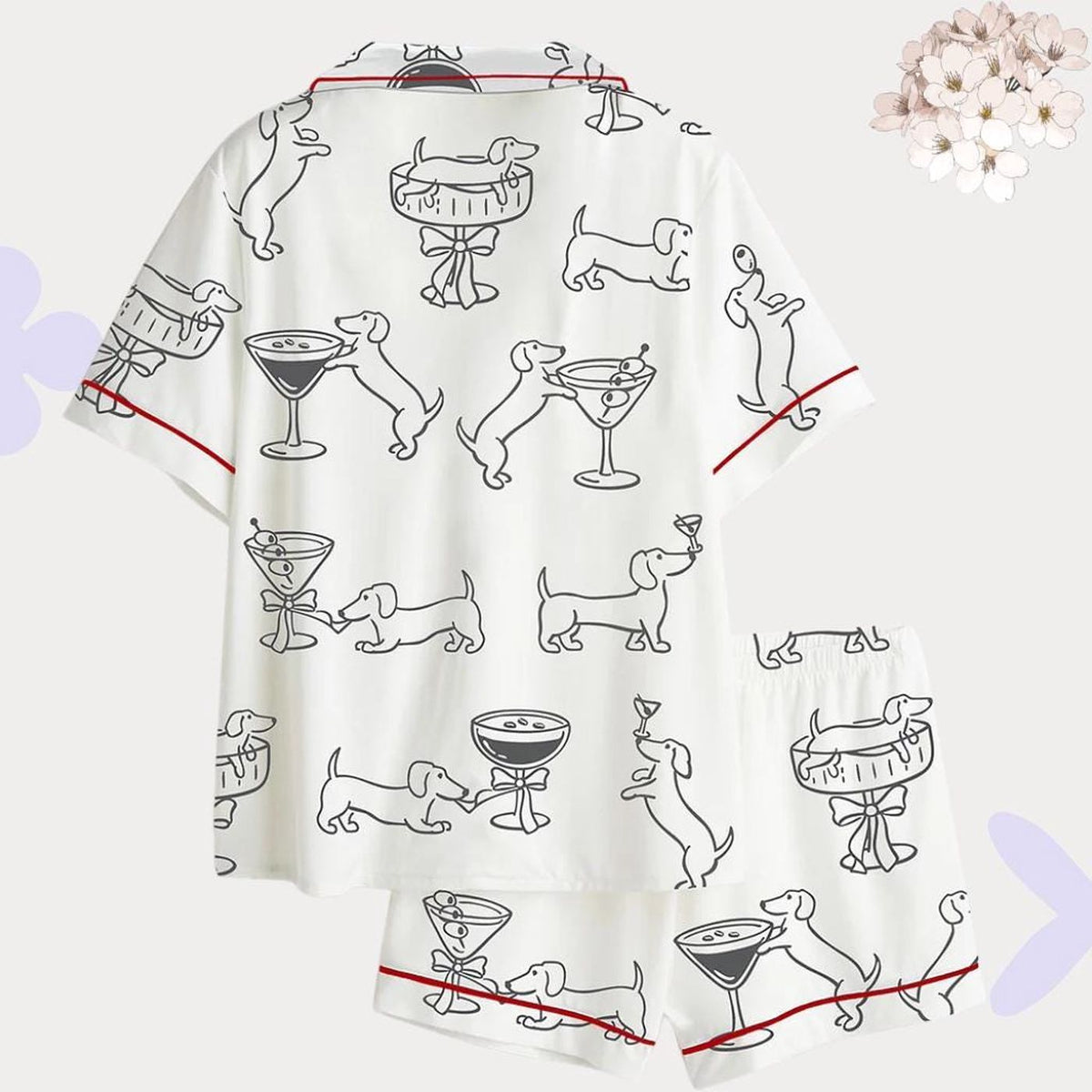 Dachshund Martini Print Pajamas: Stylish Sleepwear for Dog Lovers