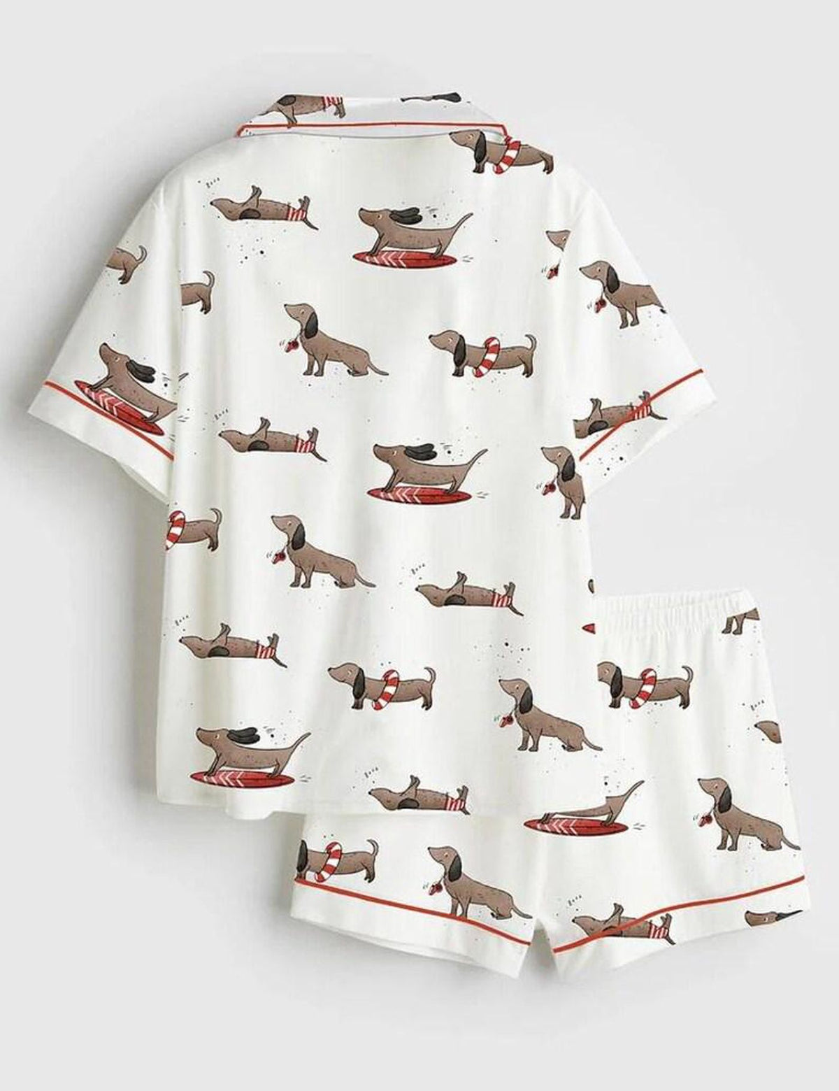 Dachshund Pajama Set Women Wiener Dog Sleepwear Cute Doxie Print