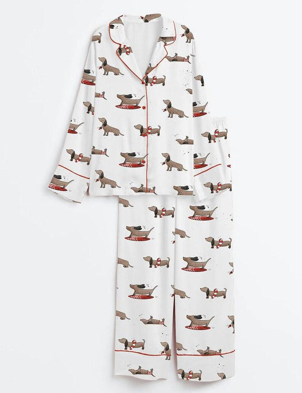 Dachshund Pajama Set Women Wiener Dog Sleepwear Cute Doxie Print