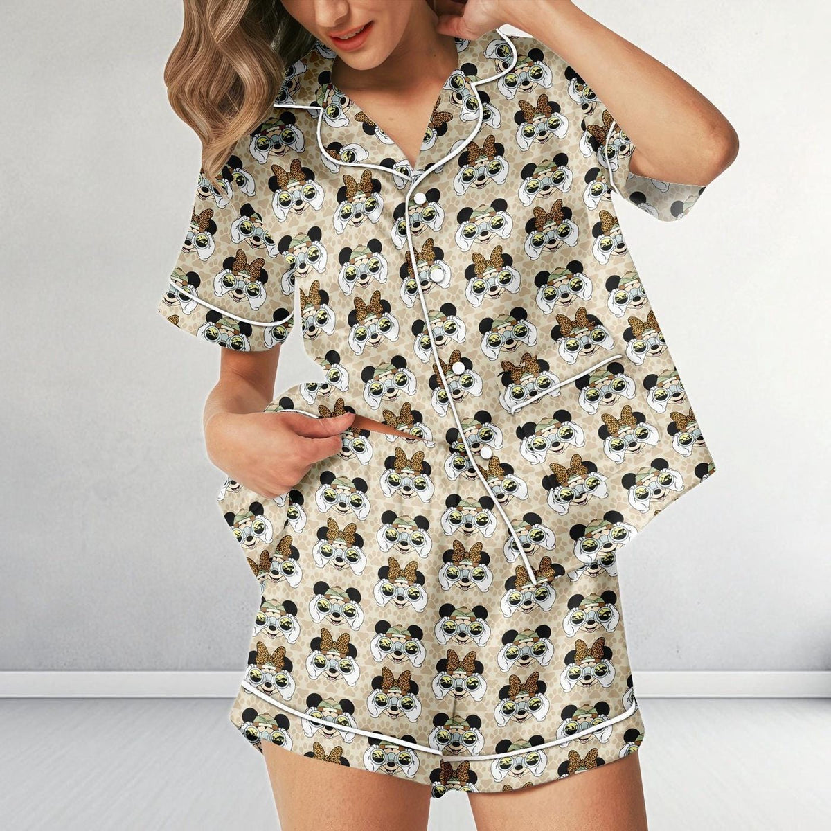 Disney Animal Kingdom Mickey and Minnie Satin Pajama Safari Park Sleepwear