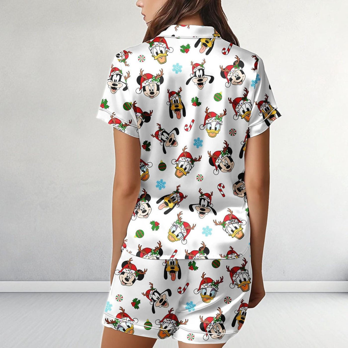 Disney Christmas Reindeer Satin Pajamas Mickey Mouse Friends Festive Gift
