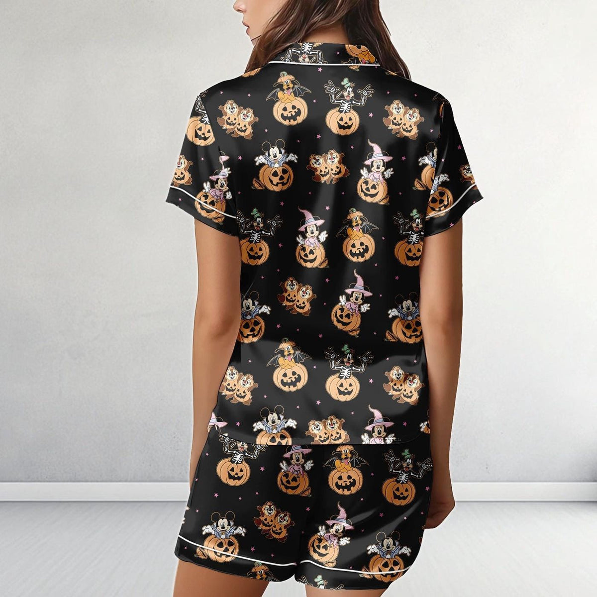 Disney Halloween Mickey Minnie Pumpkin Pajamas Set Kids Sleepwear
