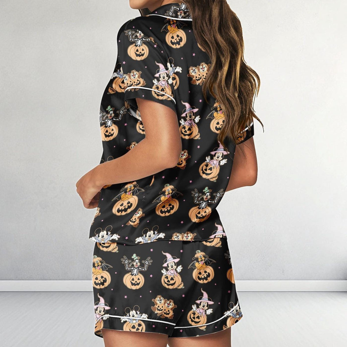 Disney Halloween Mickey Minnie Pumpkin Pajamas Set Kids Sleepwear