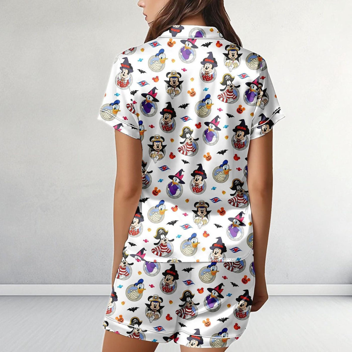 Disney Cruise Halloween Satin Pajamas Pirate Mickey Donald Sleepwear