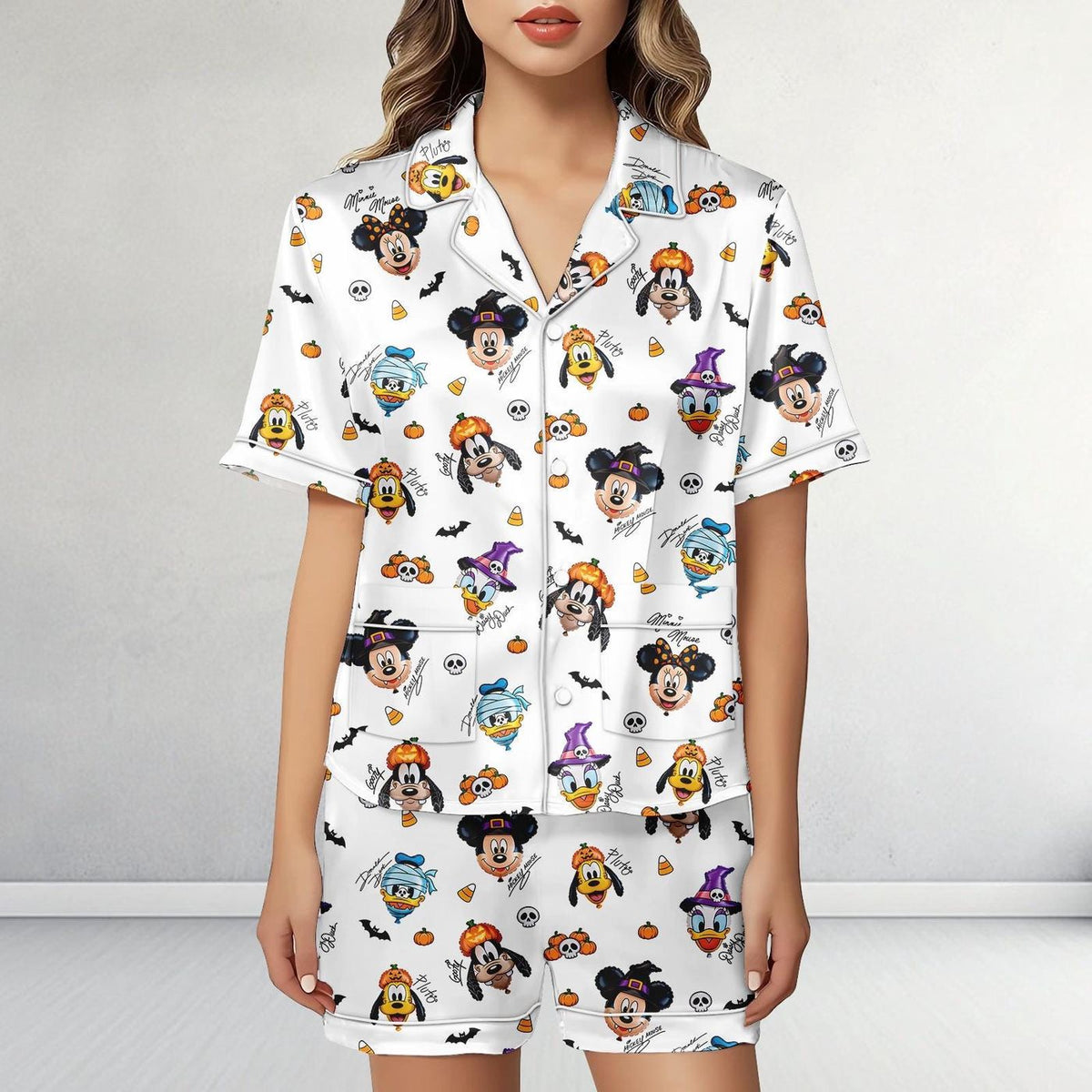 Disney Halloween Satin Pajamas Mickey Minnie Donald Daisy Set