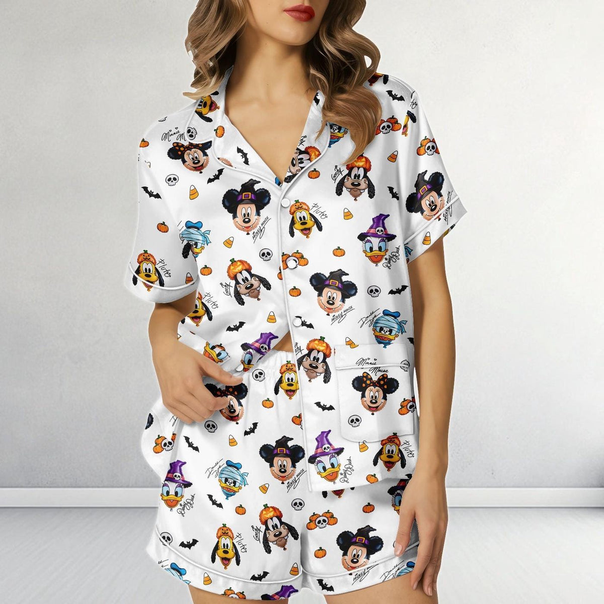 Disney Halloween Satin Pajamas Mickey Minnie Donald Daisy Set
