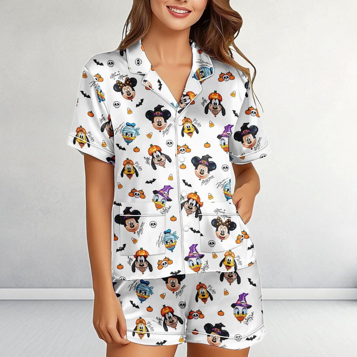 Disney Halloween Satin Pajamas Mickey Minnie Donald Daisy Set