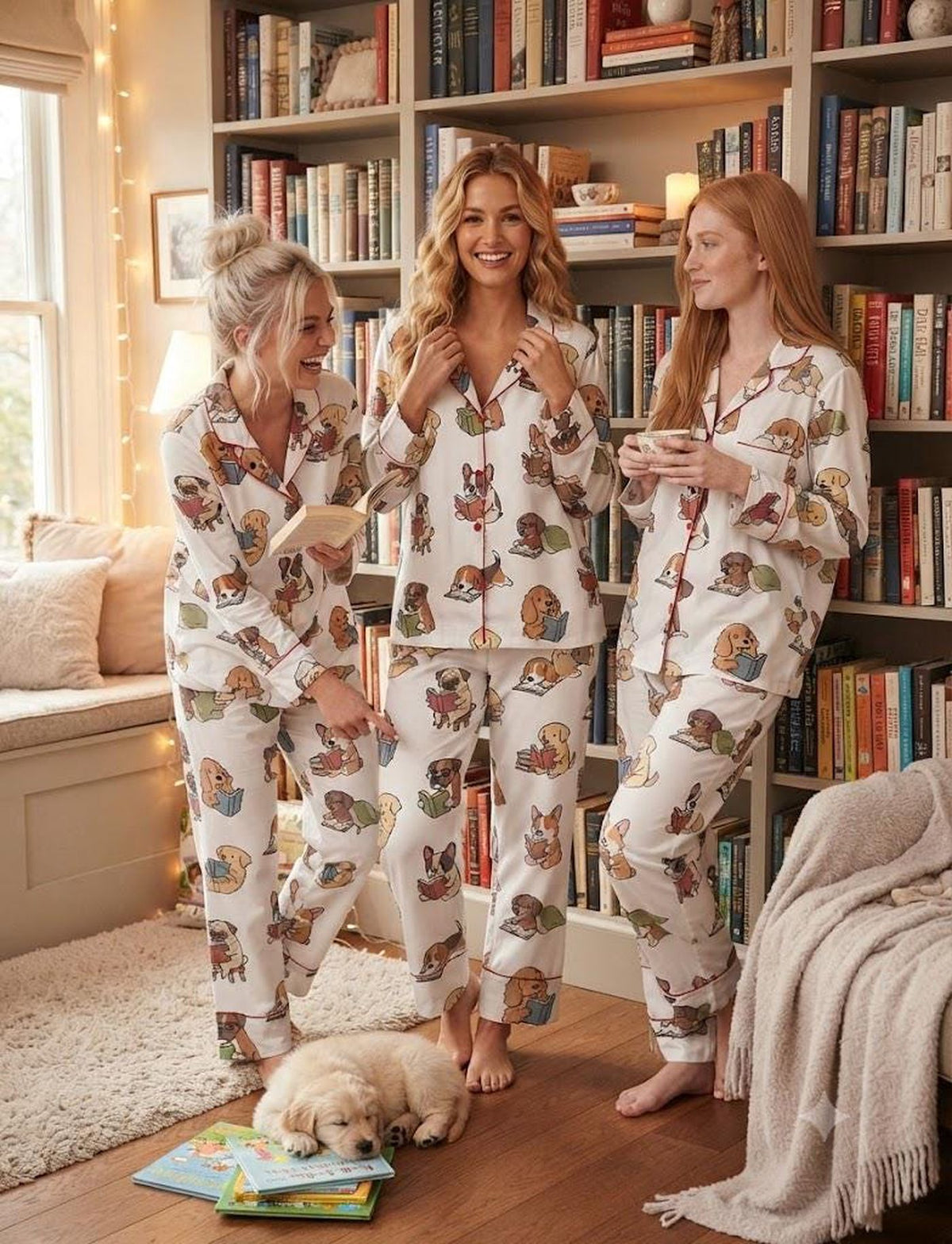 Bookish Dogs Matching Pajama Set - Christmas Gift for Dog Mom & Bookworms