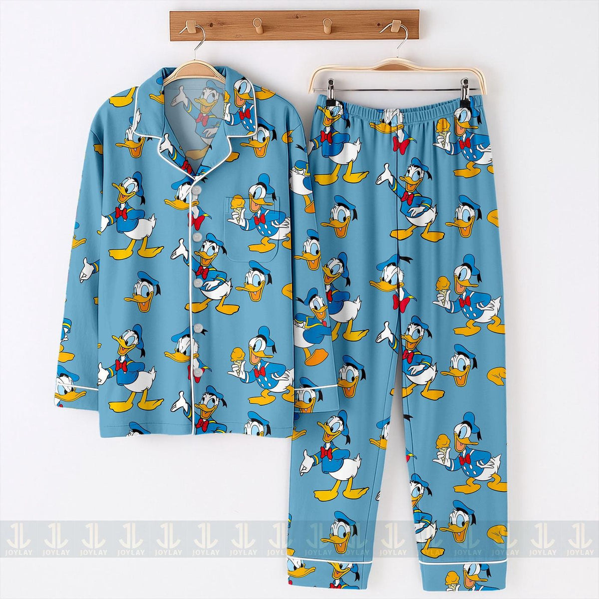 Donald Duck Emotions Satin Pajamas Set Unisex Spooky Season Long Sleeve Short