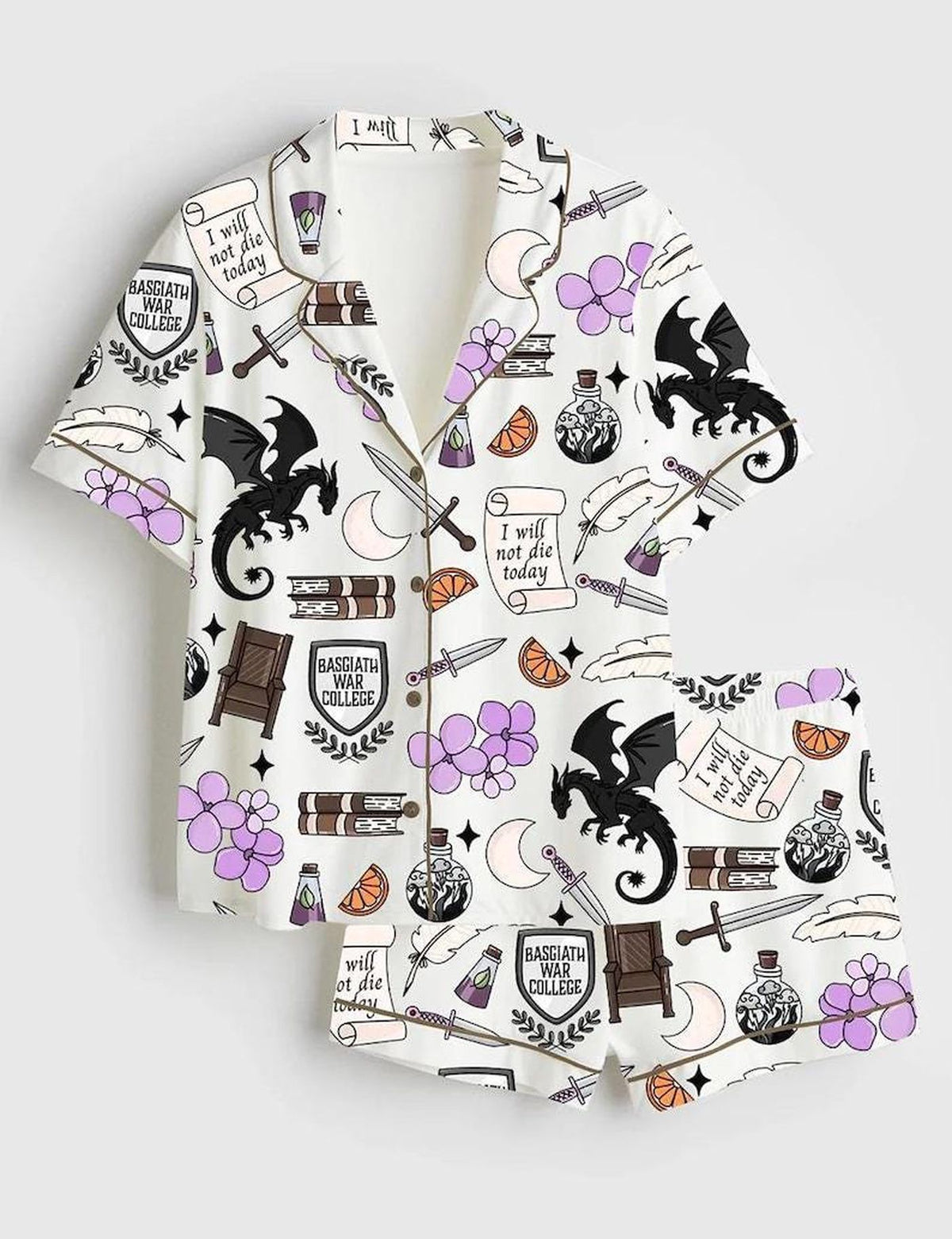 Dragon Pajamas Women Set Fantasy Bookish Sleepwear Romantasy Reader