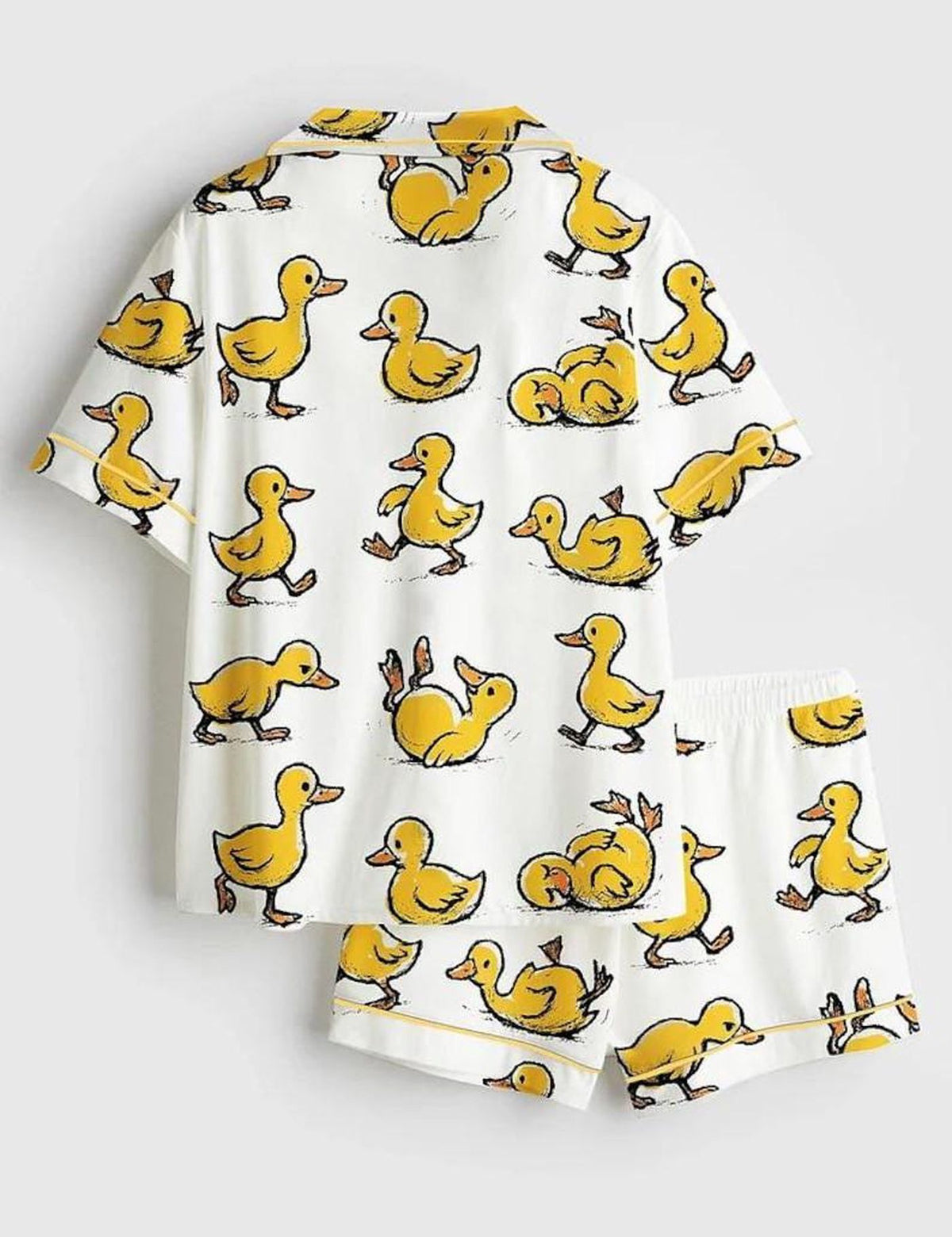 Duck Print Women s Pajama Set Cute Yellow Duck Sleepwear