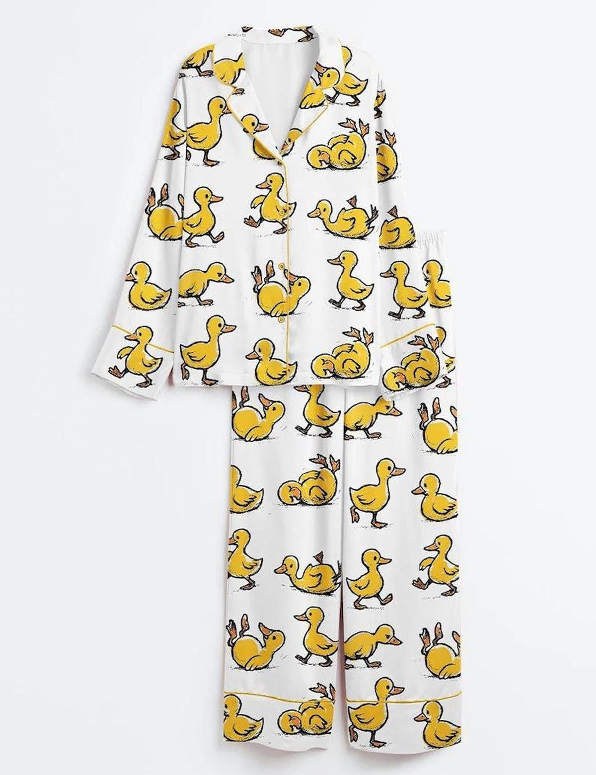 Duck Print Women s Pajama Set Cute Yellow Duck Sleepwear