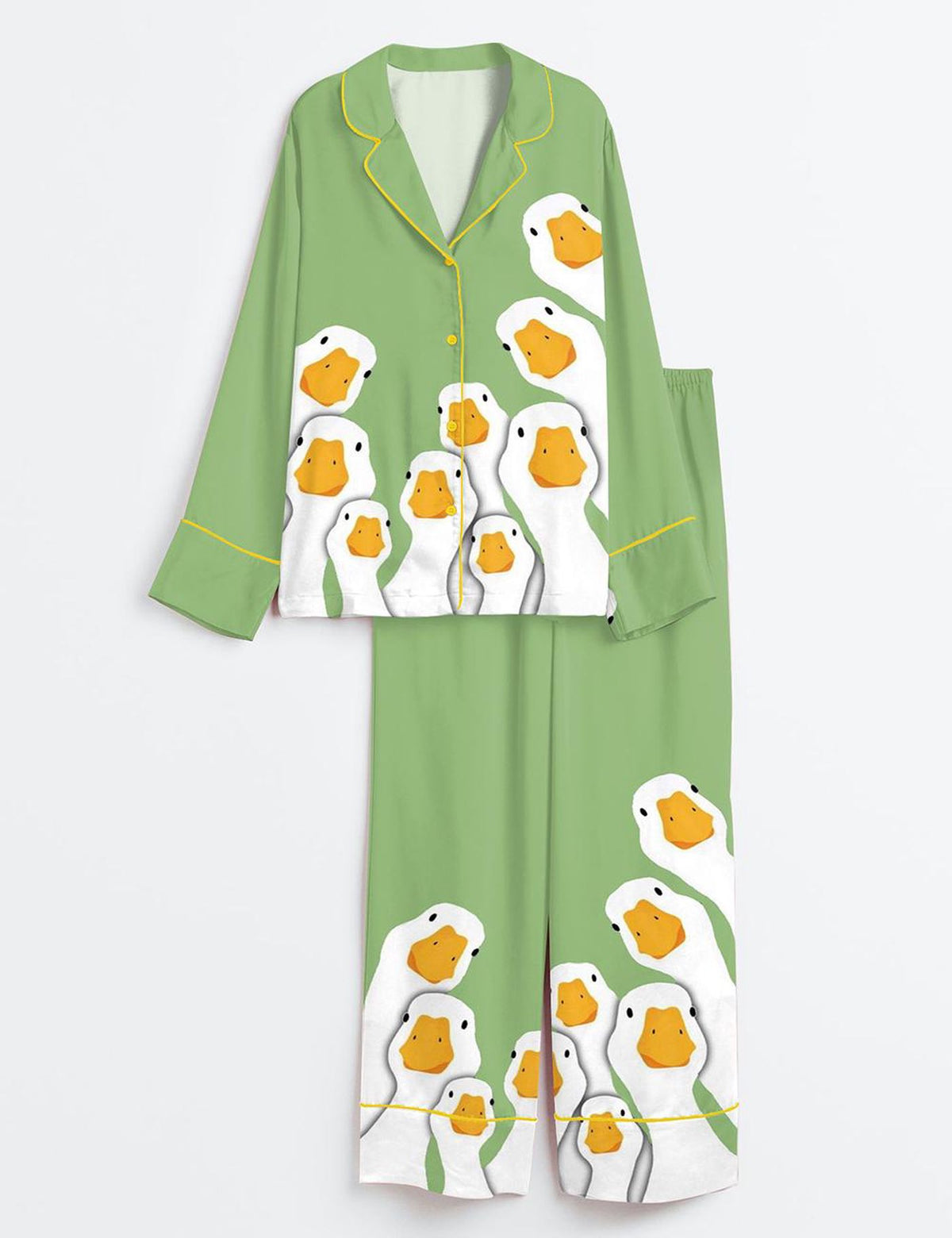Duck Print Tropical Pajama Set Women Sleepwear Summer