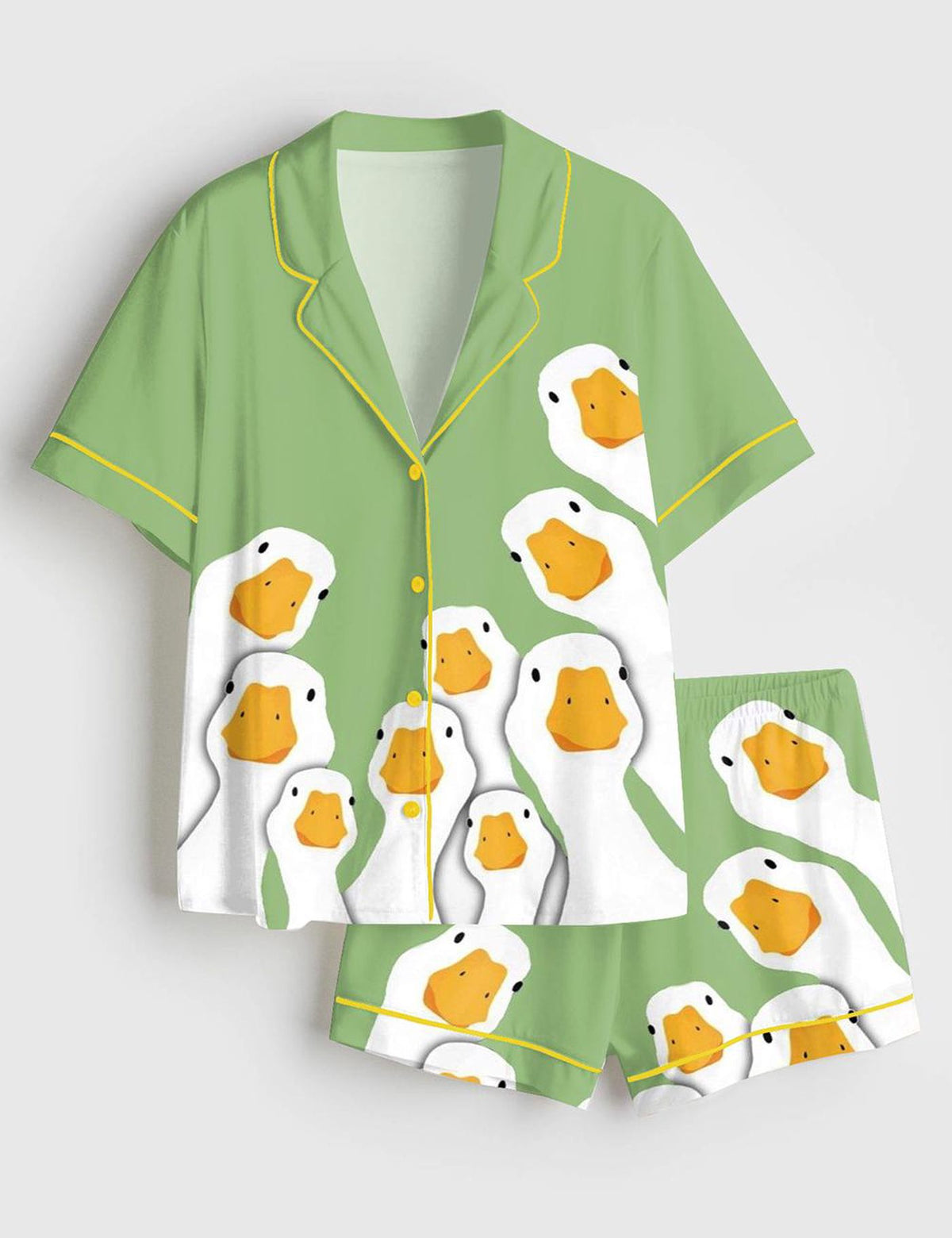 Duck Print Tropical Pajama Set Women Sleepwear Summer