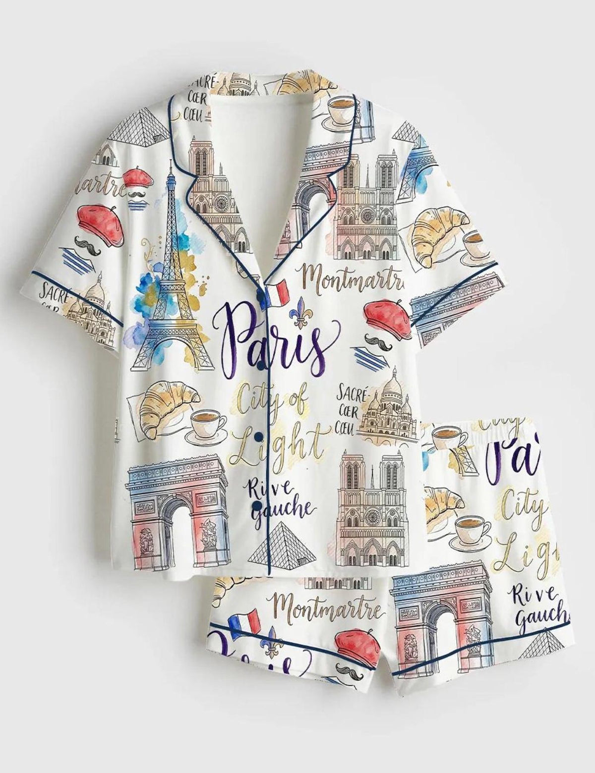 Eiffel Tower Women s Pajama Set French Vacation Sleepwear Paris Lover Gift