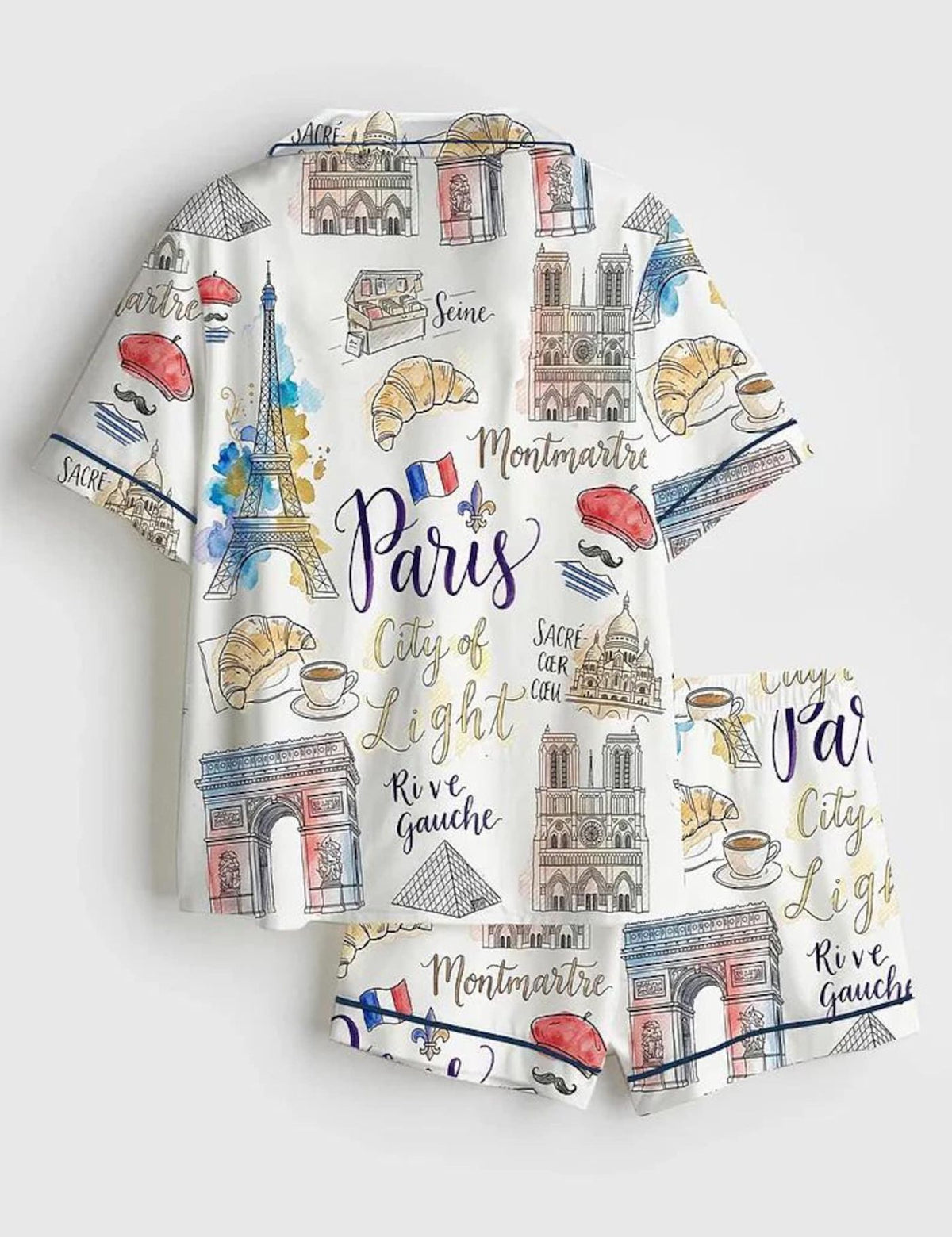 Eiffel Tower Women s Pajama Set French Vacation Sleepwear Paris Lover Gift