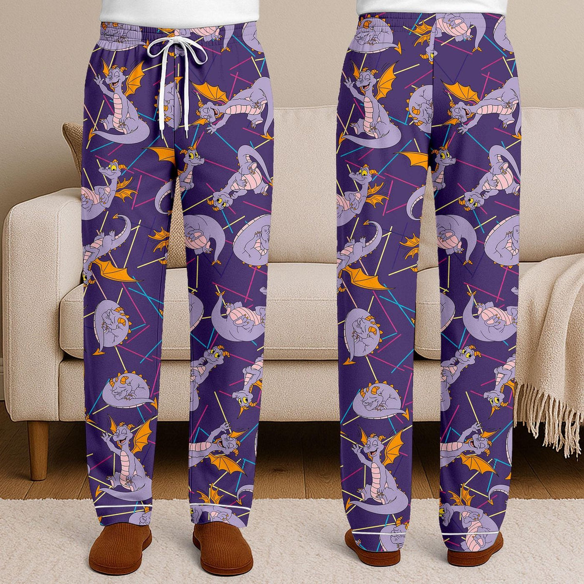 Figment Dragon Satin Pajamas Set Unisex Long Short Sleeve