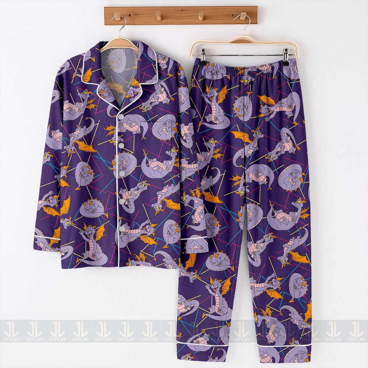 Figment Dragon Satin Pajamas Set Unisex Long Short Sleeve