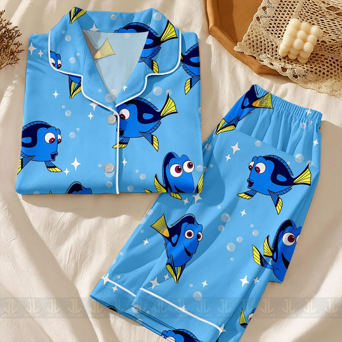Finding Dory Nemo Friends Pajamas Set Unisex Satin Long Sleeve Short