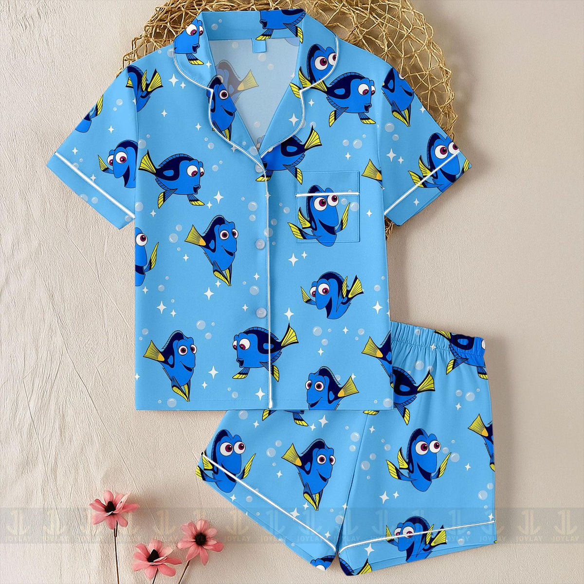 Finding Dory Nemo Friends Pajamas Set Unisex Satin Long Sleeve Short
