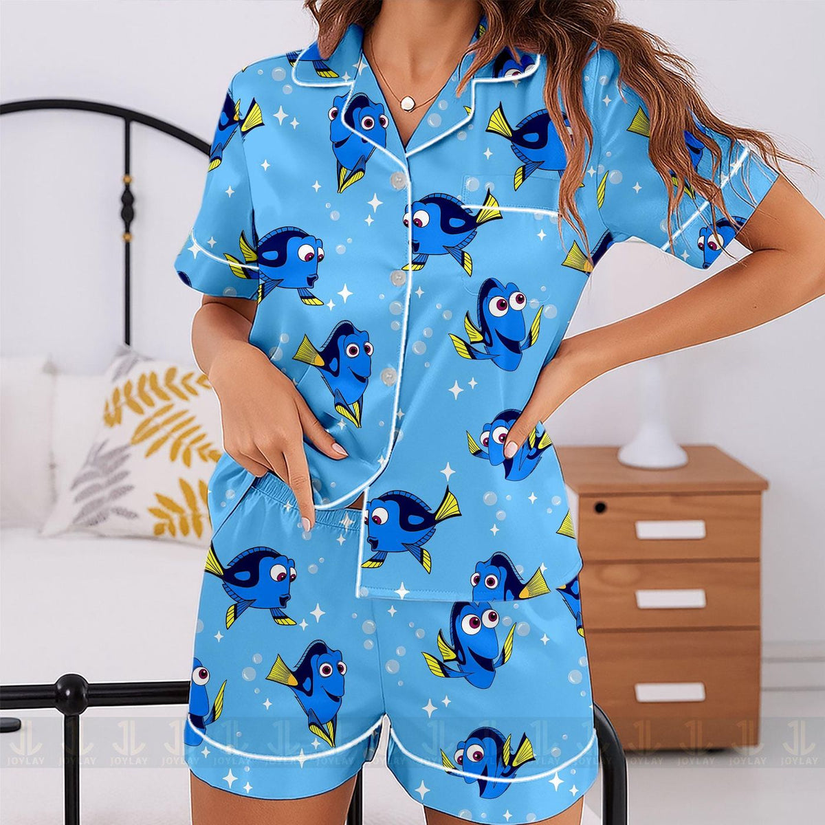 Finding Dory Nemo Friends Pajamas Set Unisex Satin Long Sleeve Short