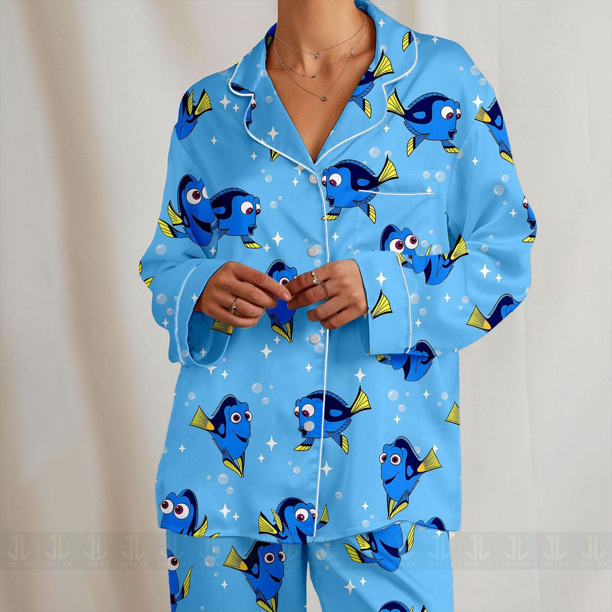 Finding Dory Nemo Friends Pajamas Set Unisex Satin Long Sleeve Short
