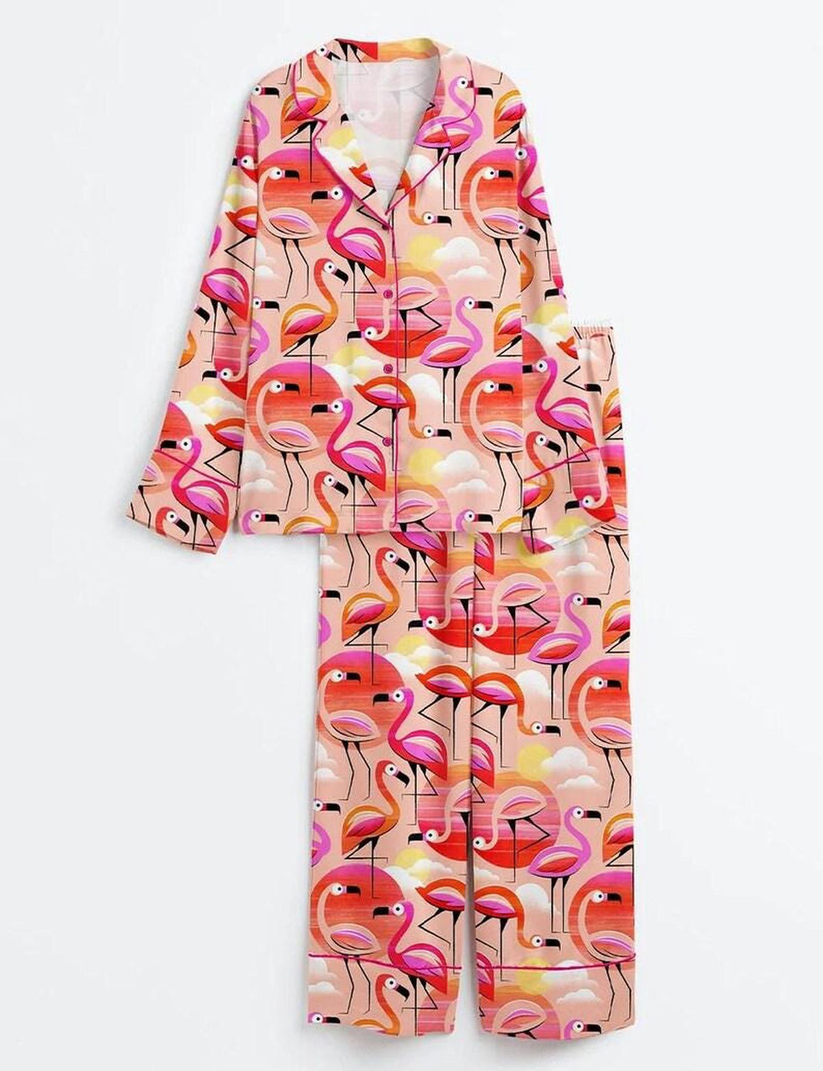 Flamingo Pajamas Women Set Tropical Bird Sleepwear Summer Beach PJs