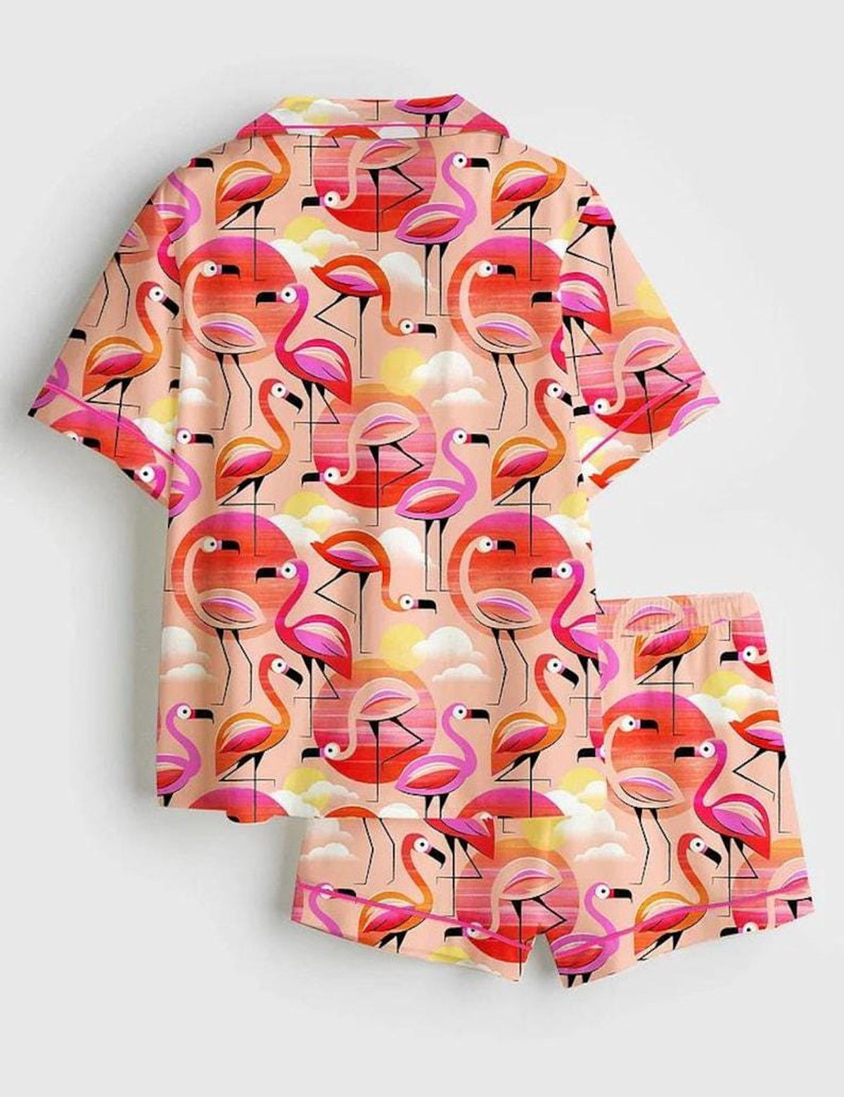Flamingo Pajamas Women Set Tropical Bird Sleepwear Summer Beach PJs