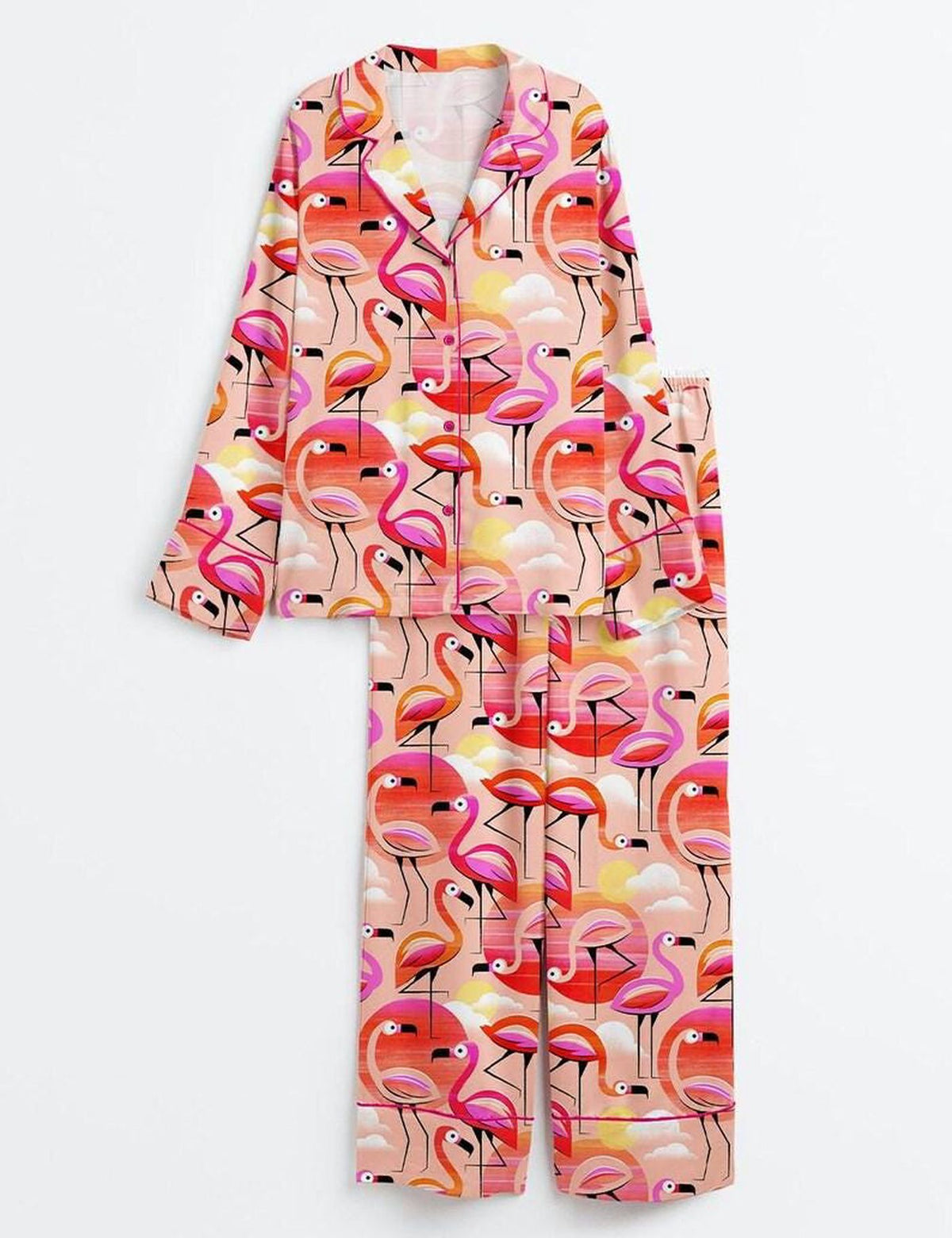 Flamingo Pajamas Women Set Tropical Bird Sleepwear Summer Beach PJs