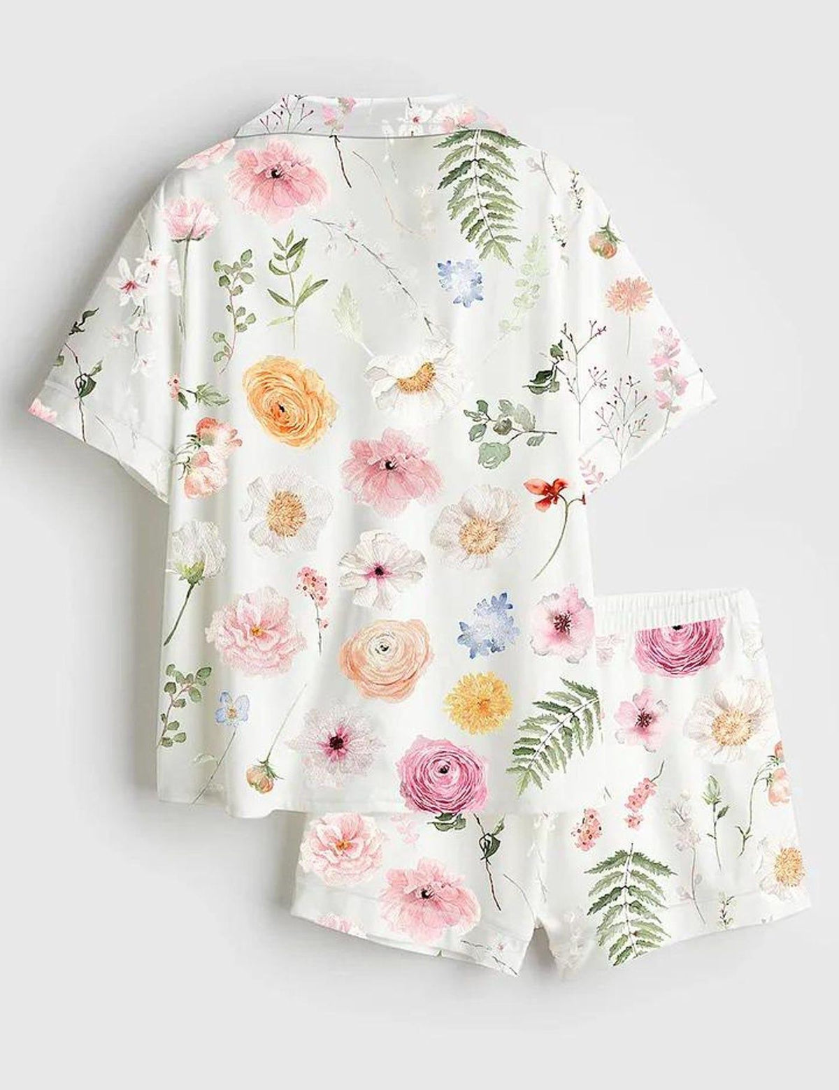Floral Botanical Pajama Set Women Wildflower Garden Flower Sleepwear