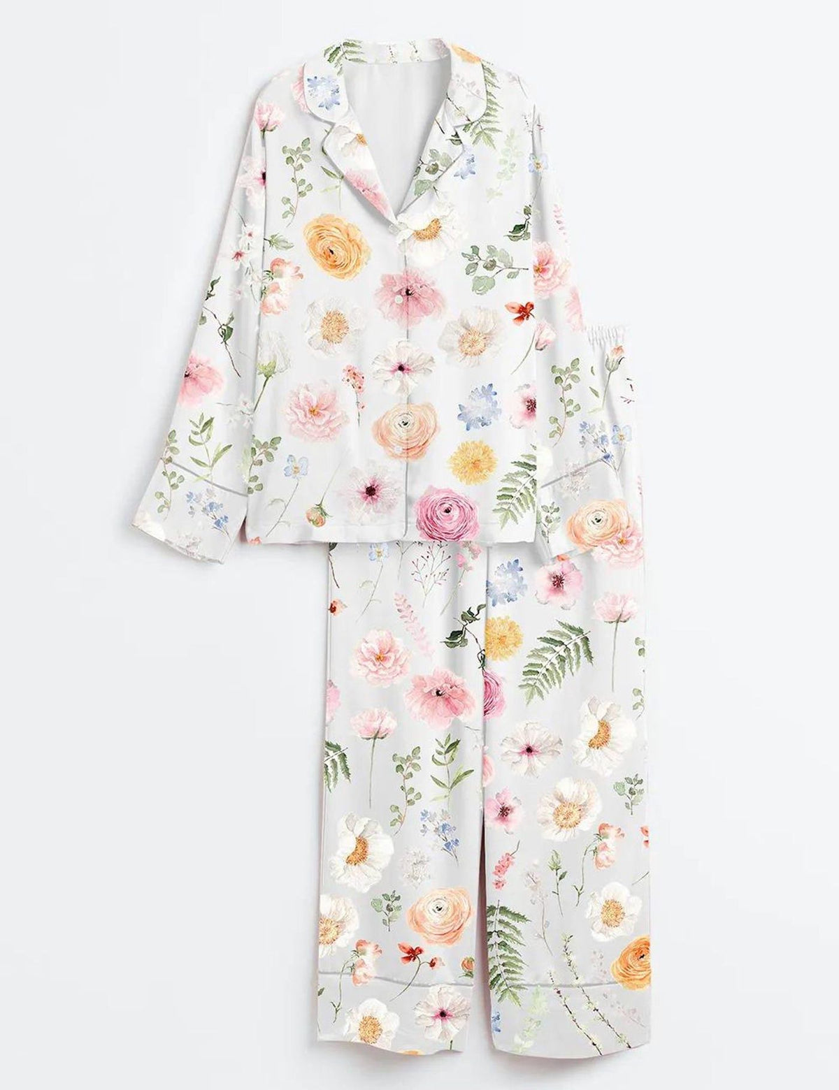 Floral Botanical Pajama Set Women Wildflower Garden Flower Sleepwear