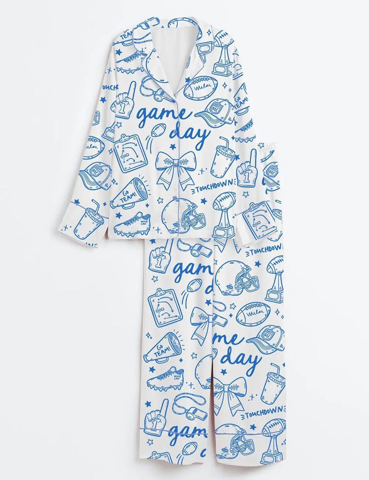 Football Satin Pajama Set Game Day Women Fan Sleepwear Gift